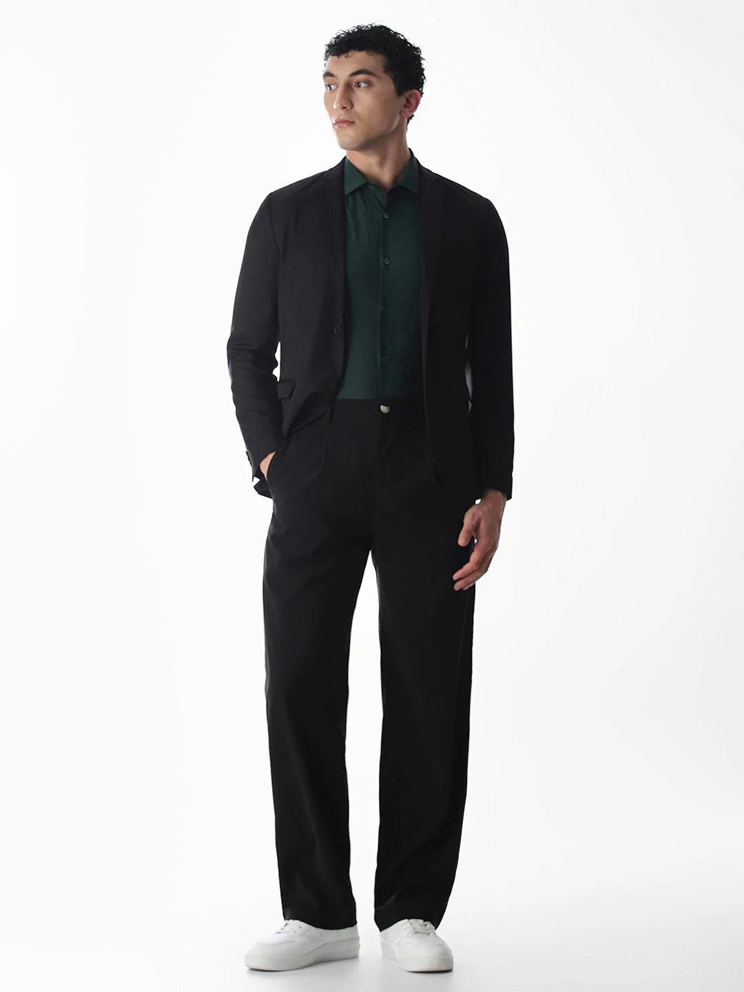 Slim Fit Dobby Shirt - Green - Image 6