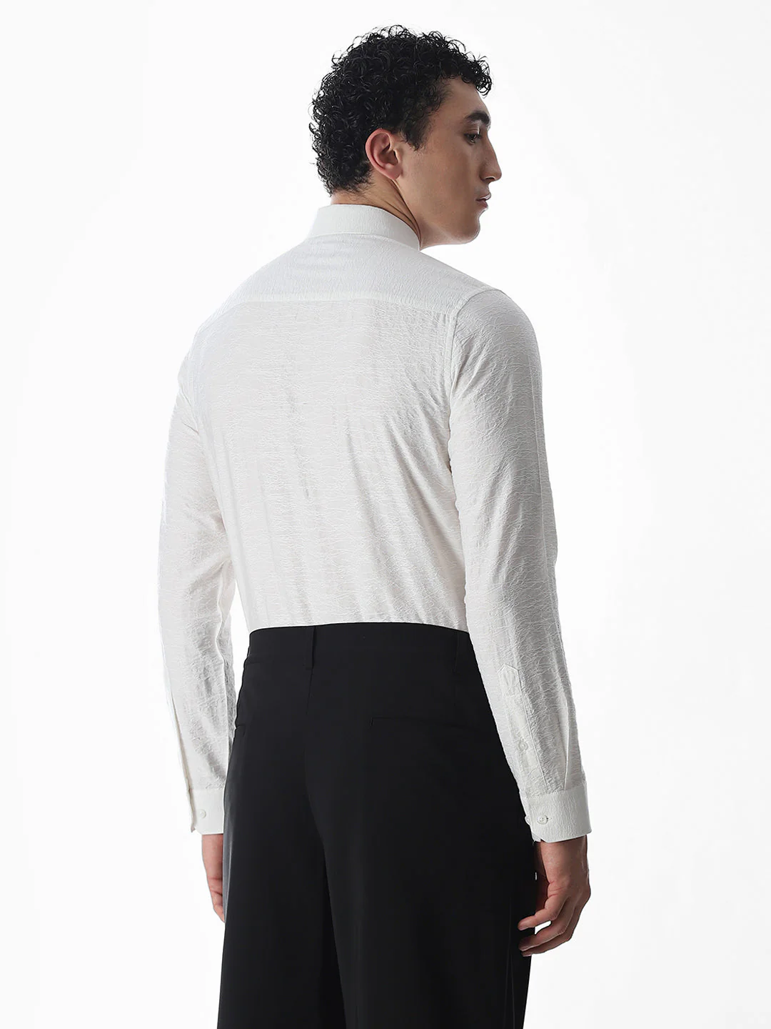 Slim Fit Dobby Shirt - White - Image 4