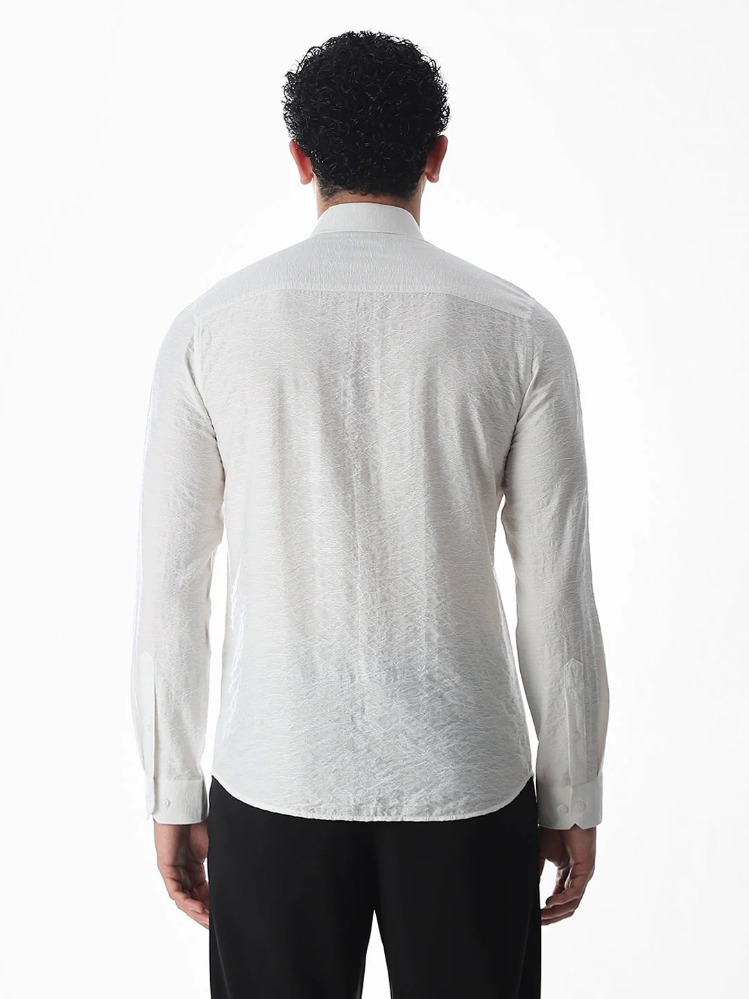 Slim Fit Dobby Shirt - White - Image 9
