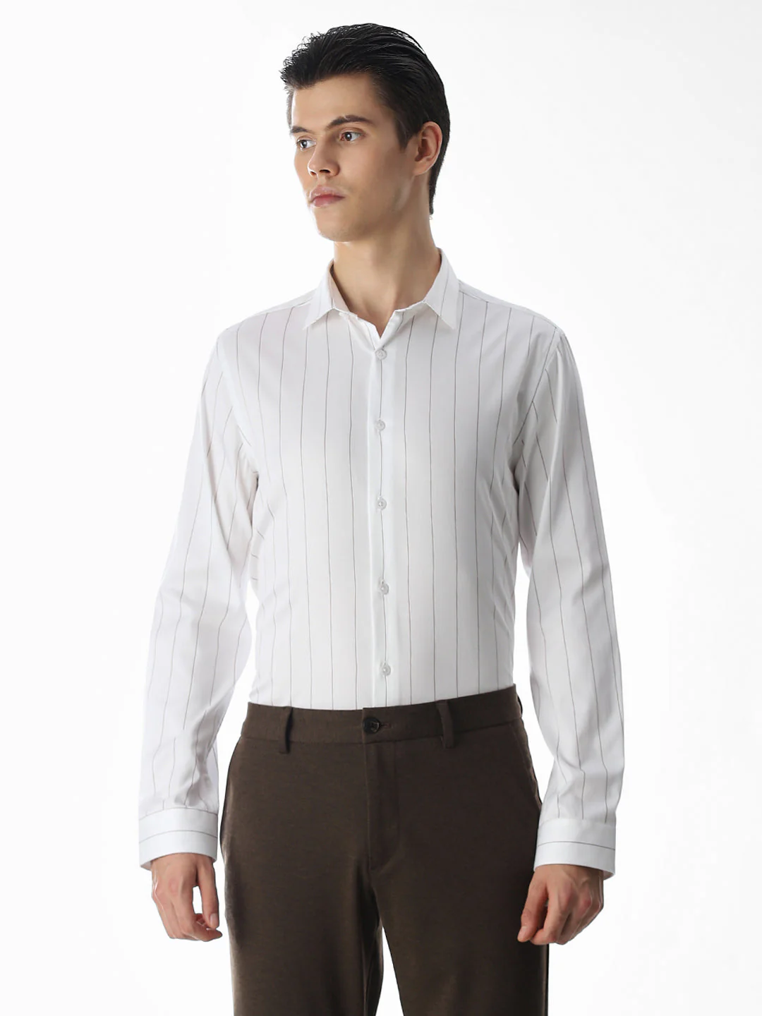 White Striped Cotton Shirt - Image 2
