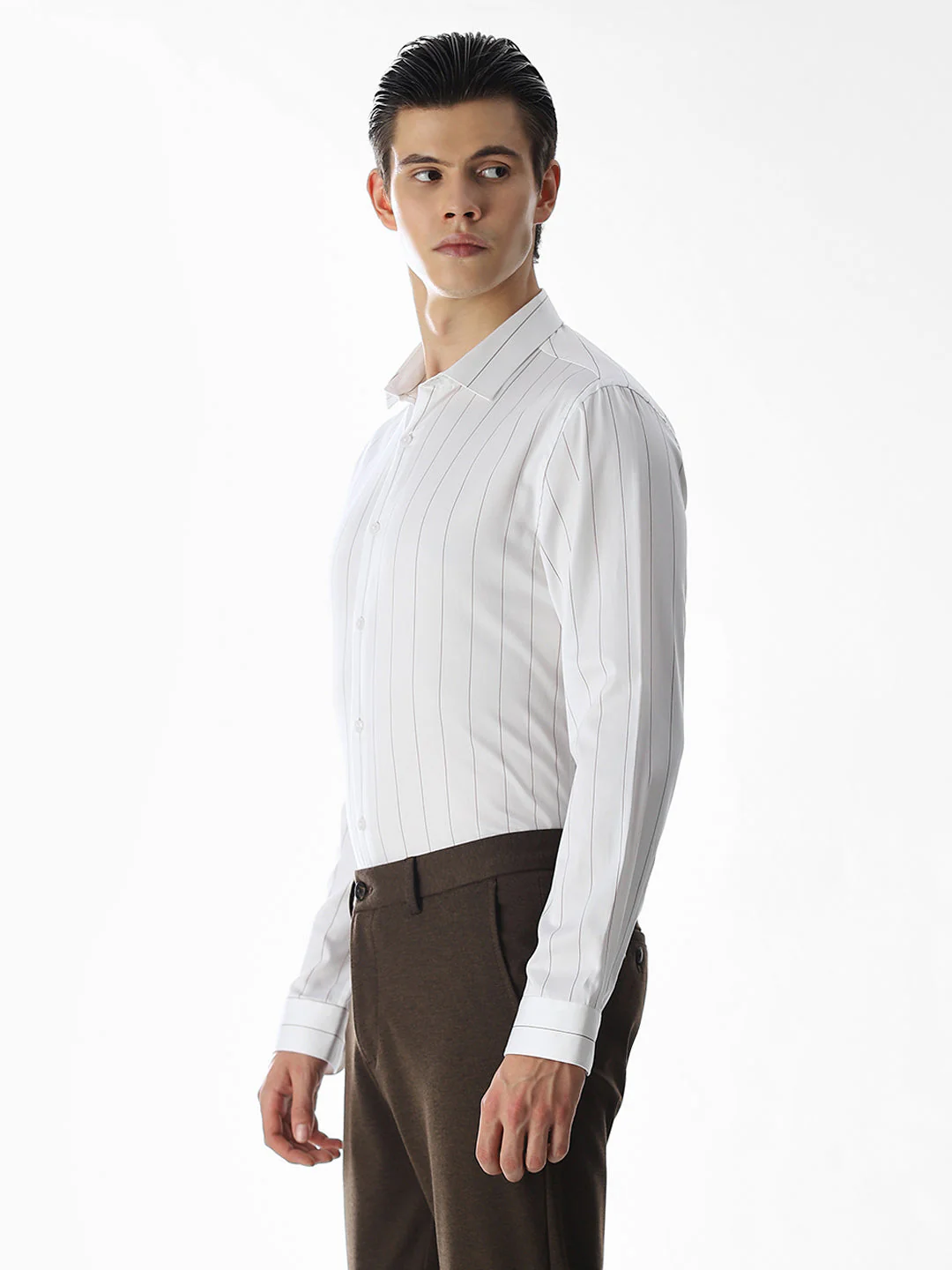White Striped Cotton Shirt - Image 3