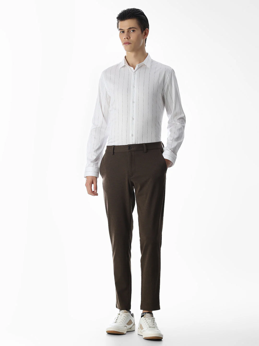 White Striped Cotton Shirt - Image 6