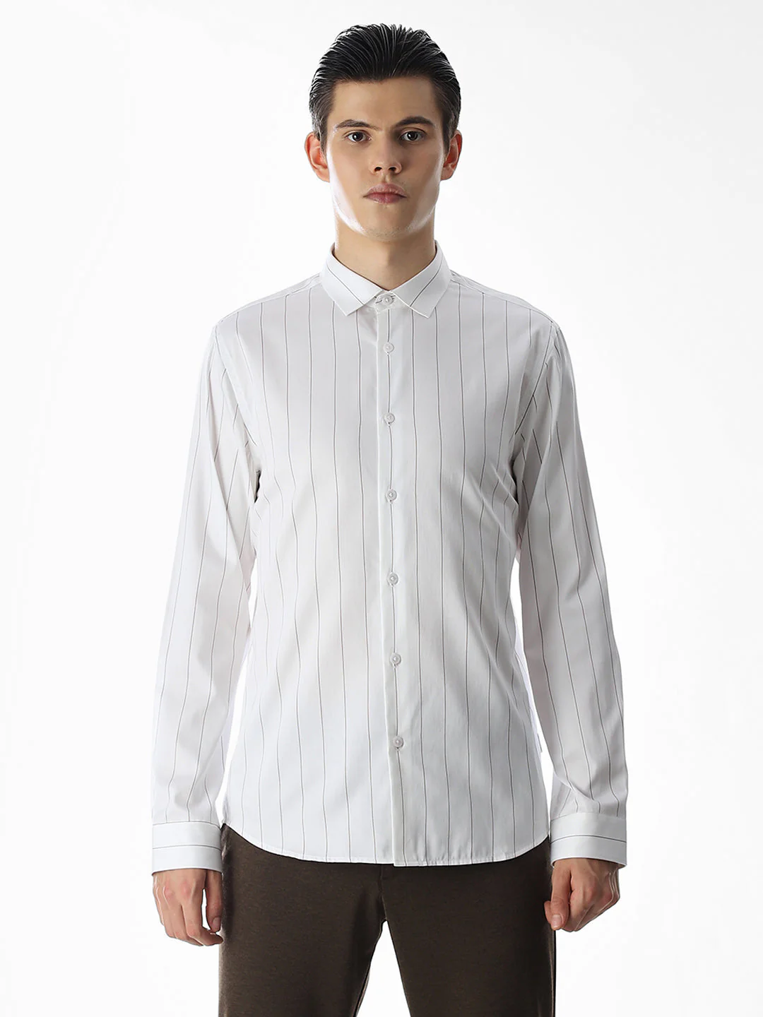 White Striped Cotton Shirt - Image 8