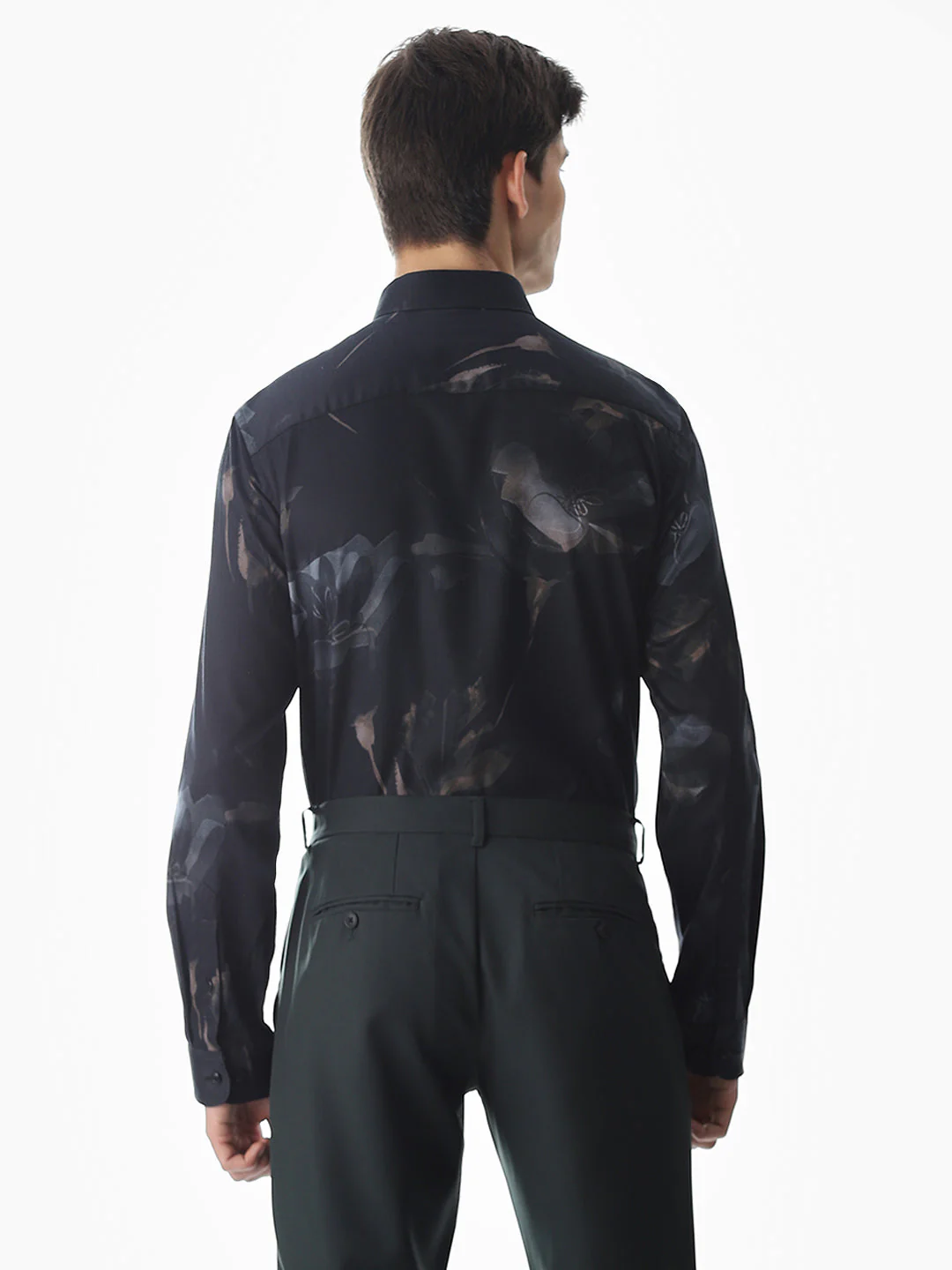 Black Floral Cotton Shirt - Image 4