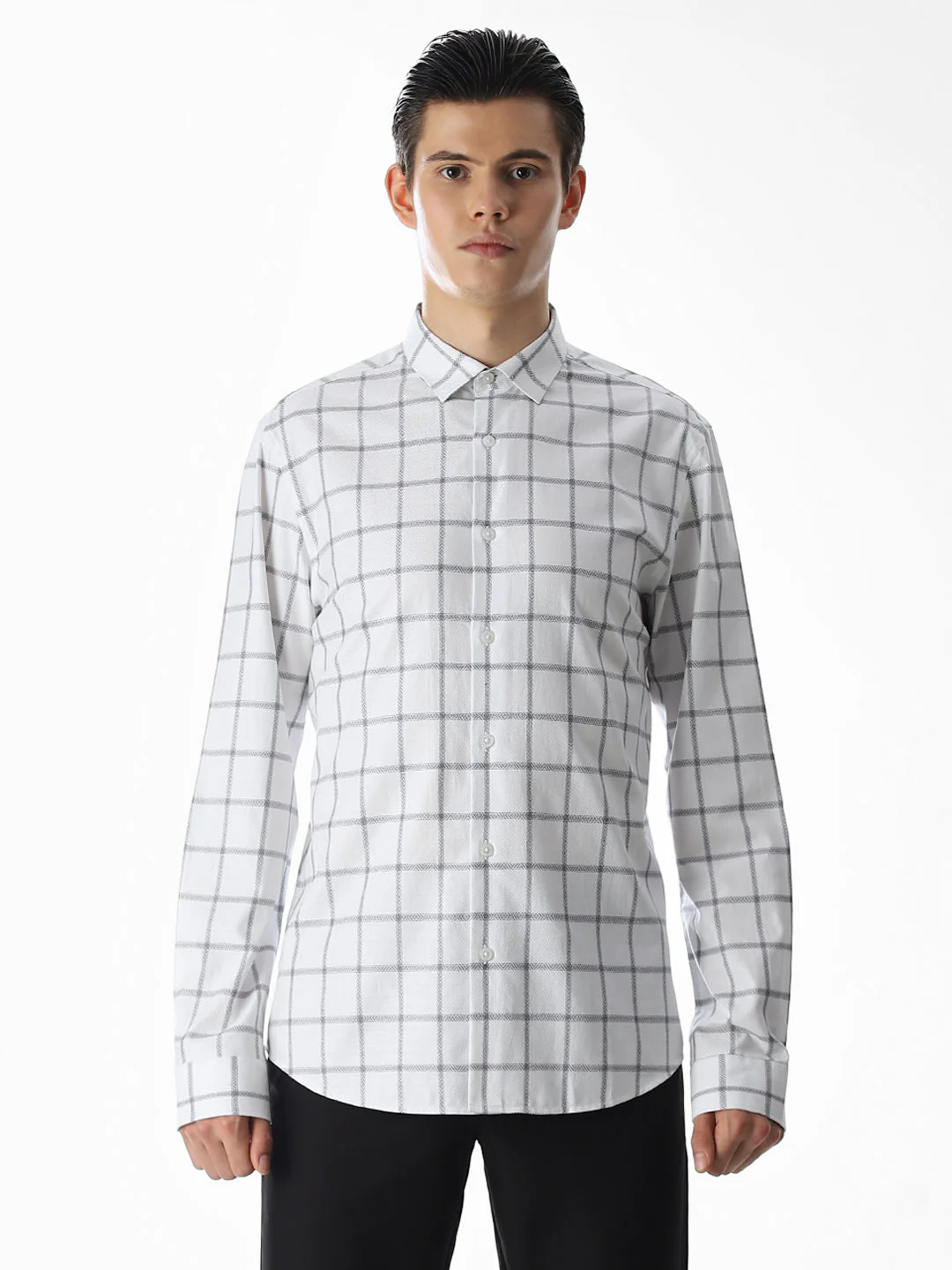 White Check Cotton Shirt - Image 8
