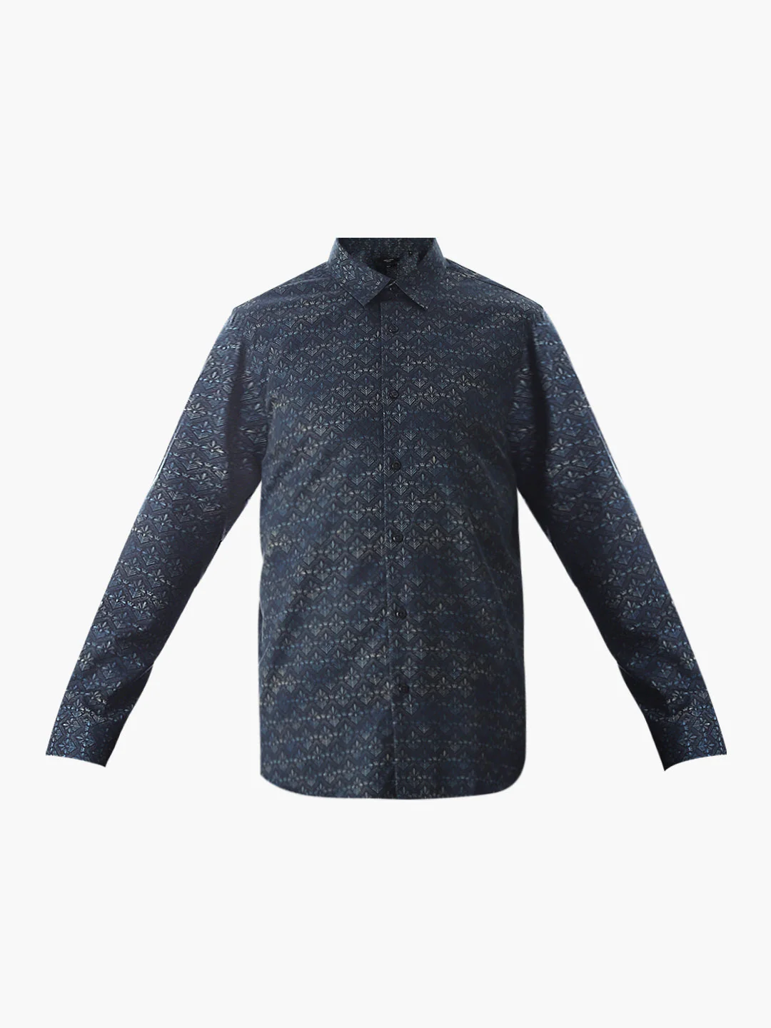 Dark Blue Printed Cotton Shirt - Image 7