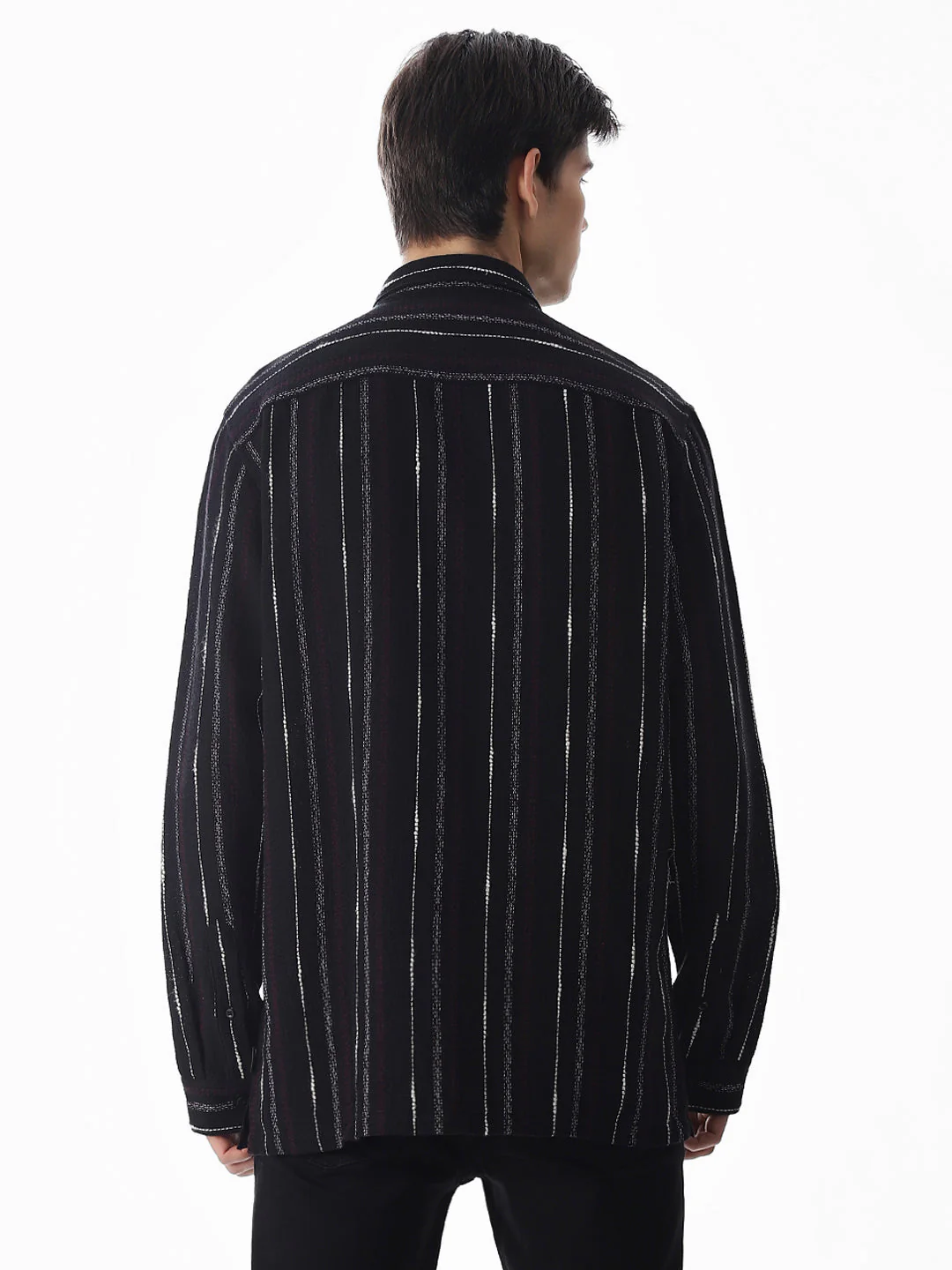 Black Striped Cotton Shirt - Image 4