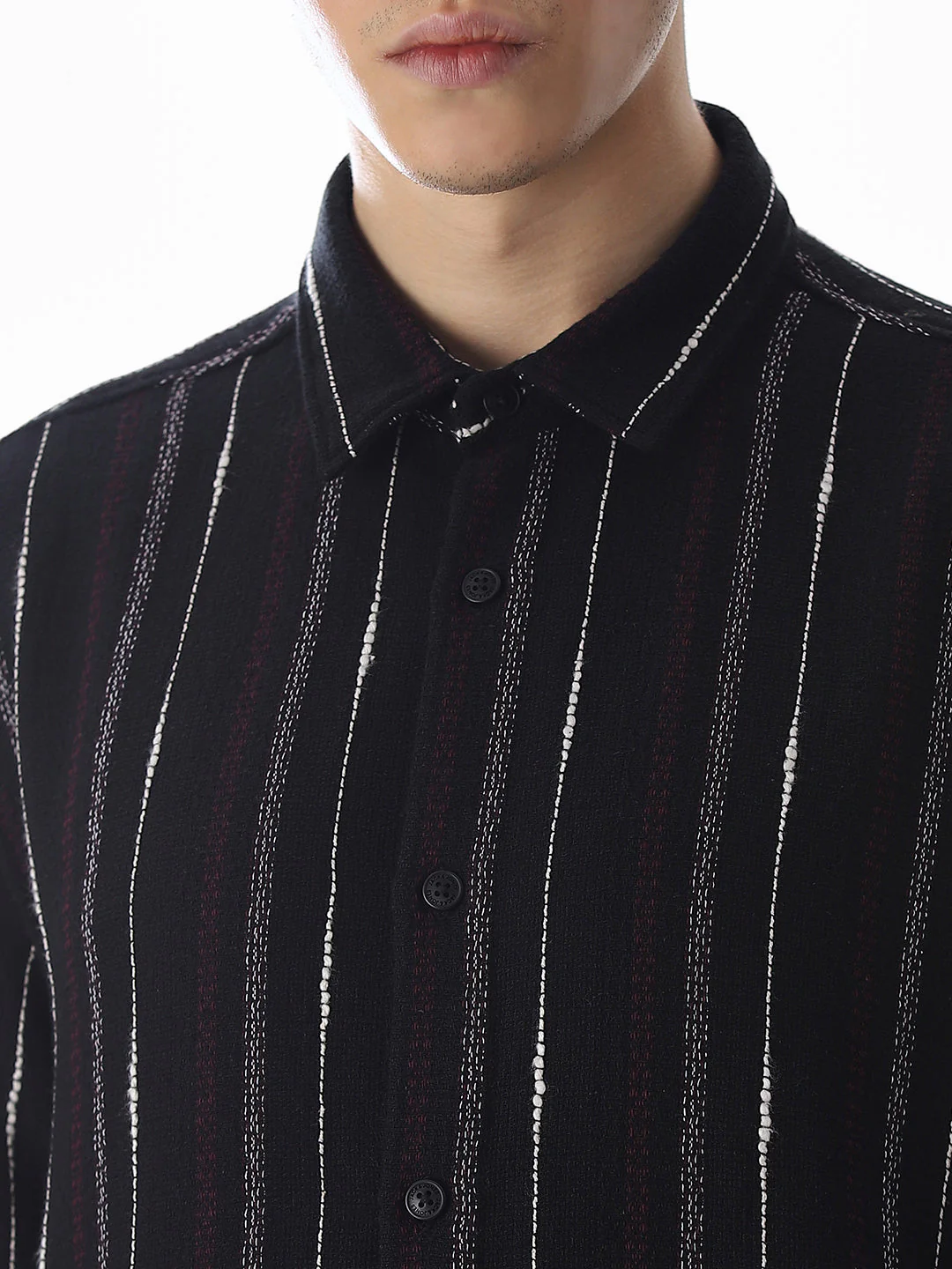 Black Striped Cotton Shirt - Image 5