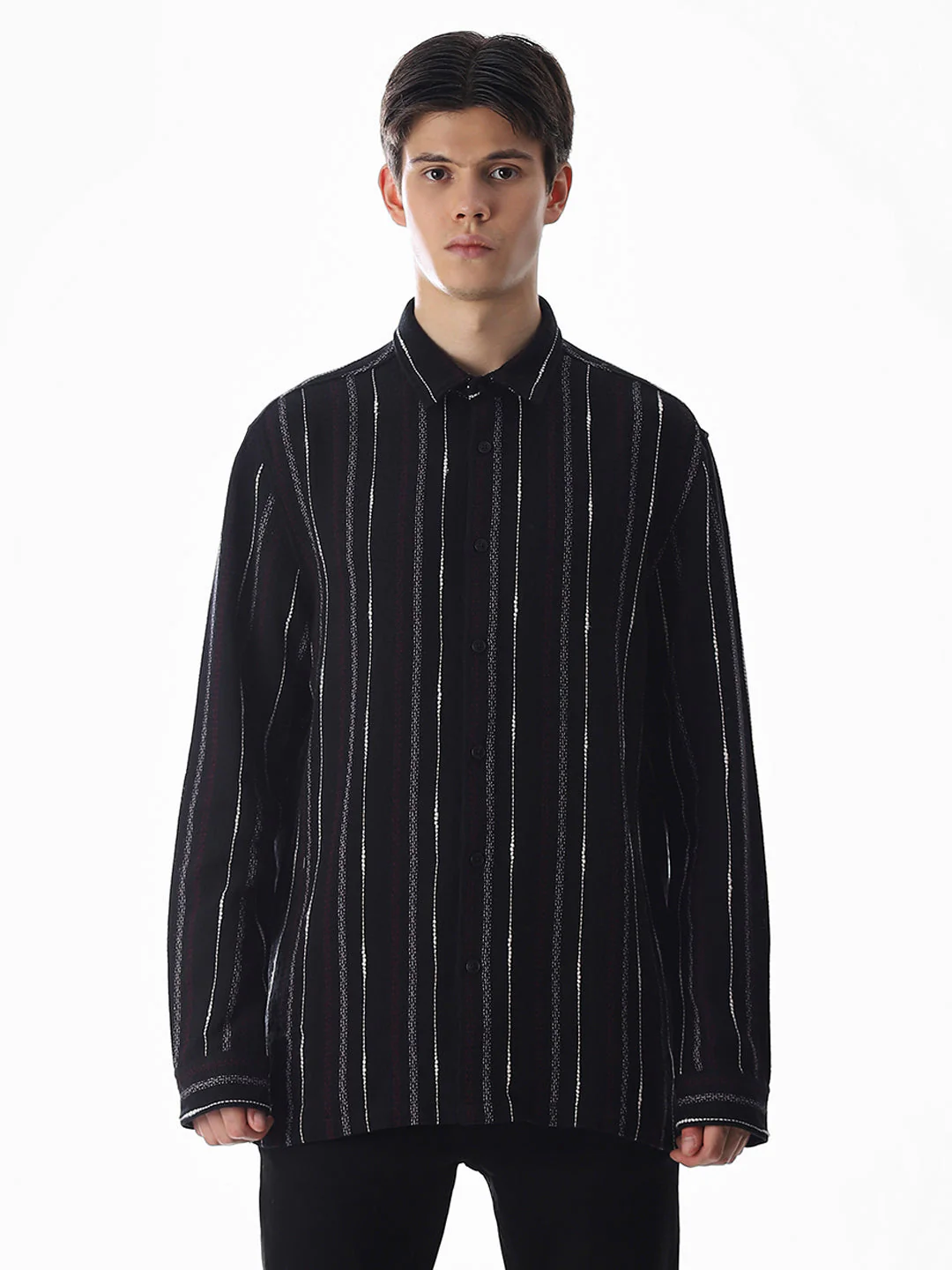 Black Striped Cotton Shirt - Image 8