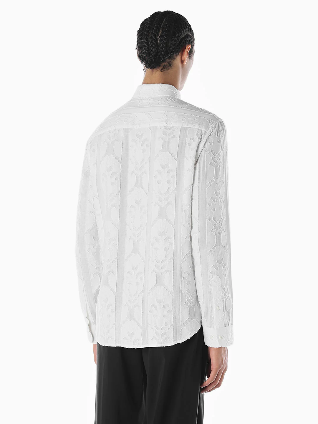 Jacquard White Cotton Shirt - Image 4