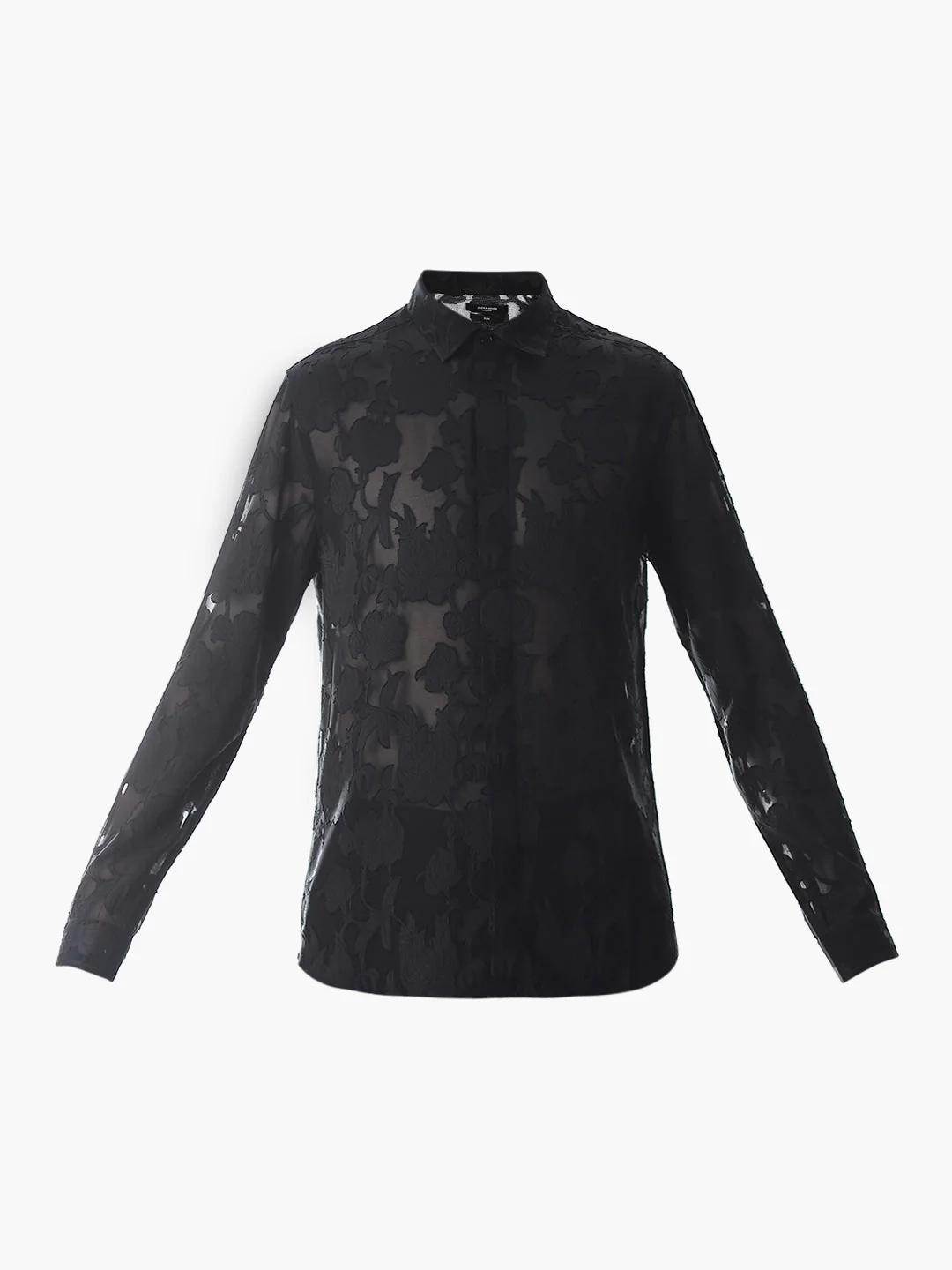 Black Jacquard Slim Fit Shirt - Image 7