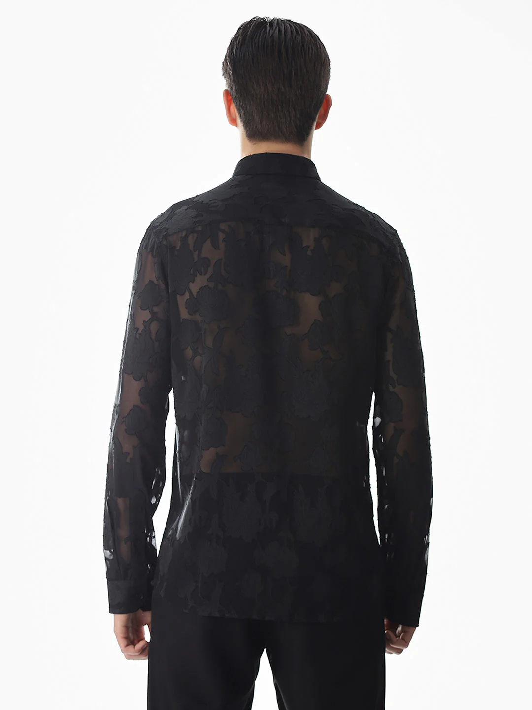 Black Jacquard Slim Fit Shirt - Image 9