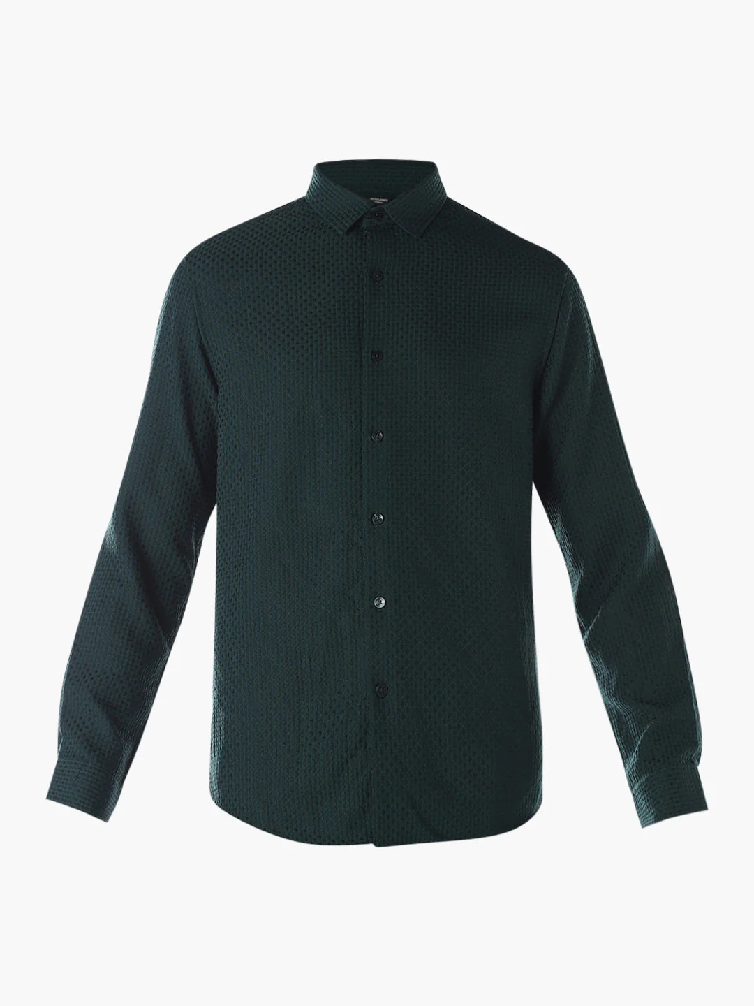 Dobby Slim Fit Green Shirt - Image 7