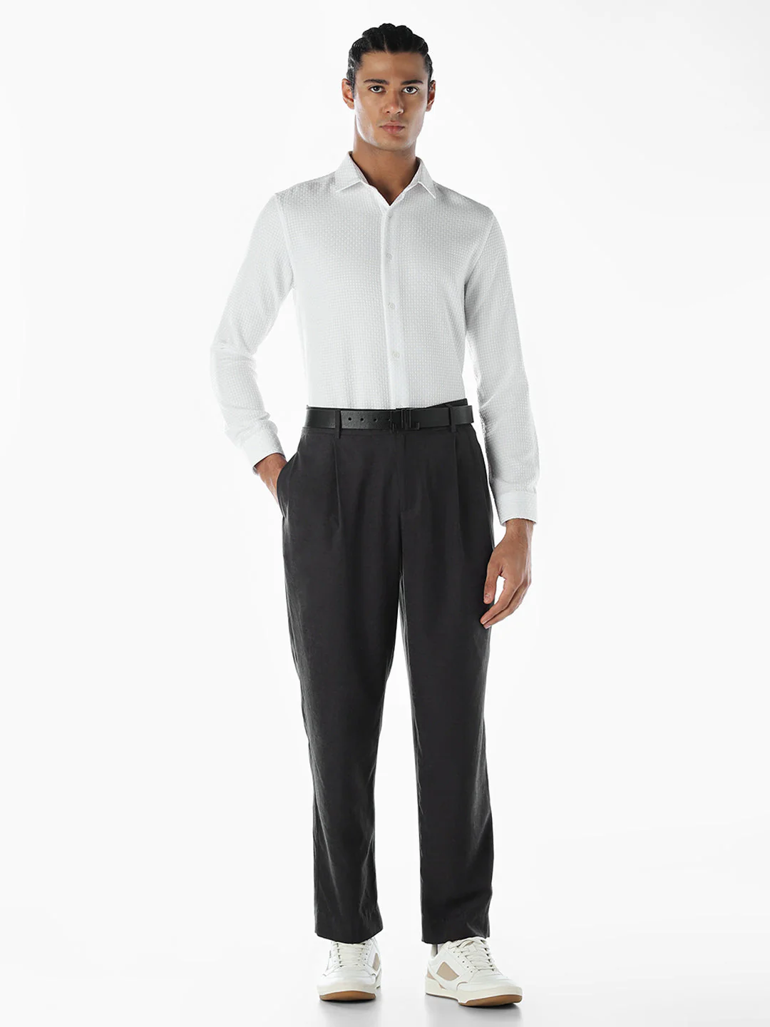 Dobby Slim Fit White Shirt - Image 6