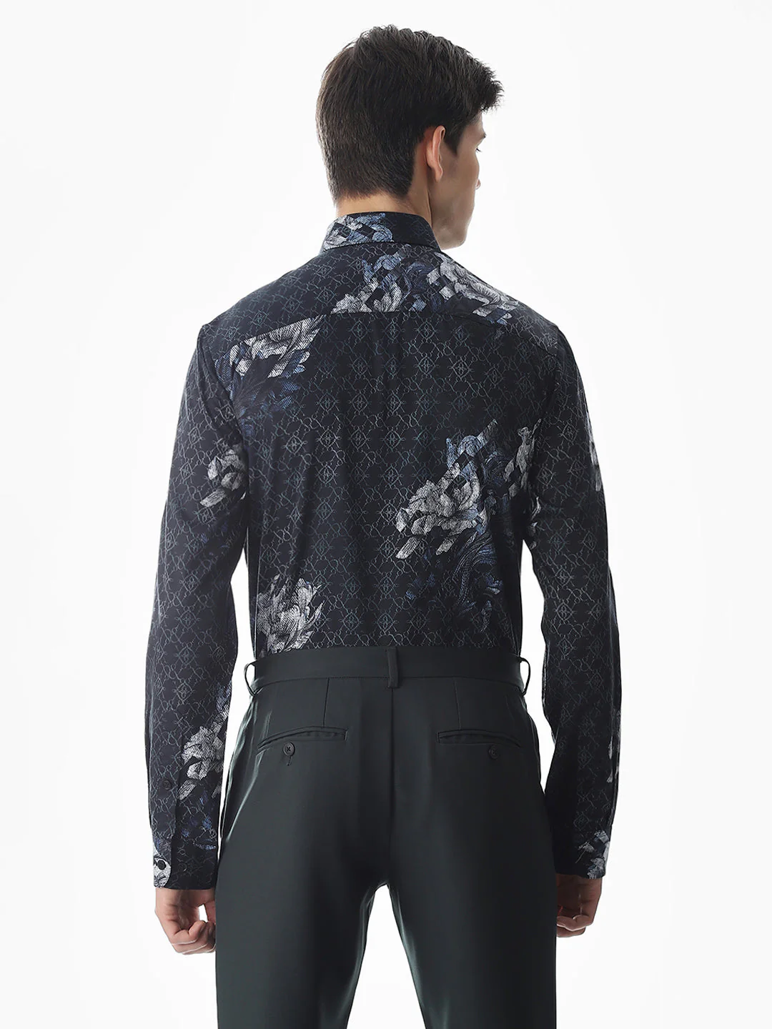 Black Floral Cotton Shirt - Image 4