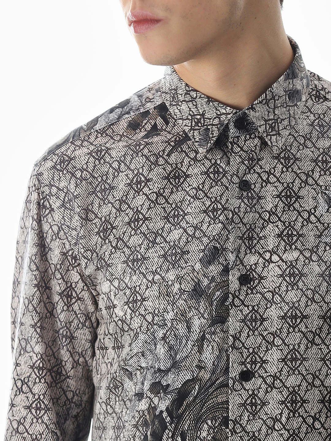Beige Printed Cotton Shirt - Image 5