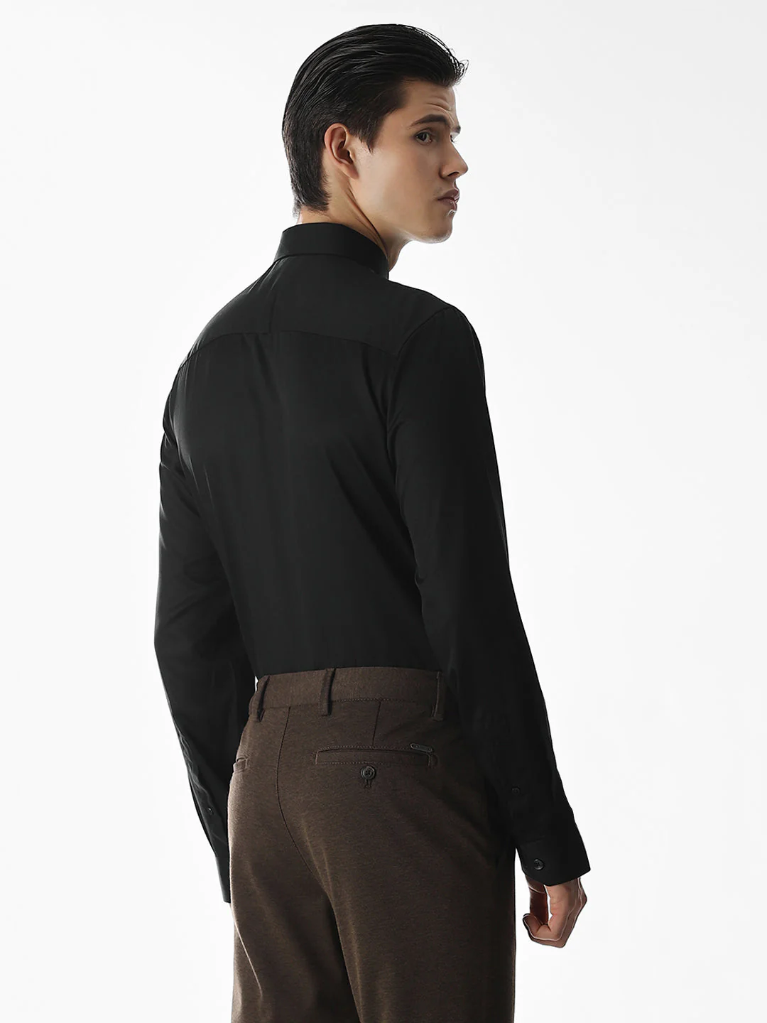 Black Tencel Slim Fit Formal Shirt - Image 4