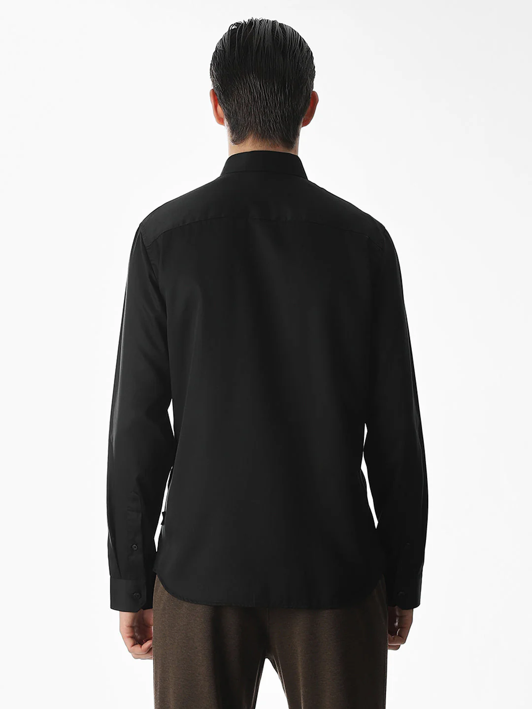 Black Tencel Slim Fit Formal Shirt - Image 9
