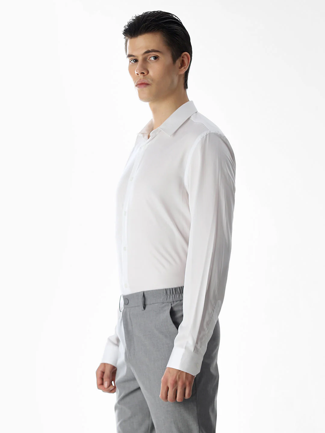 White Tencel Slim Fit Formal Shirt - Image 3