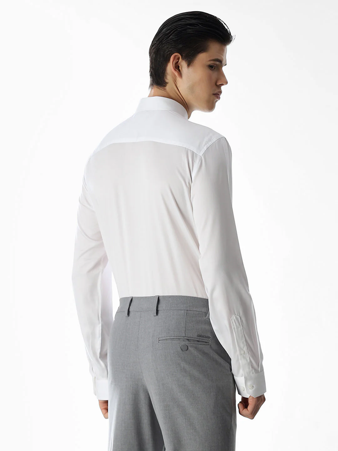 White Tencel Slim Fit Formal Shirt - Image 4