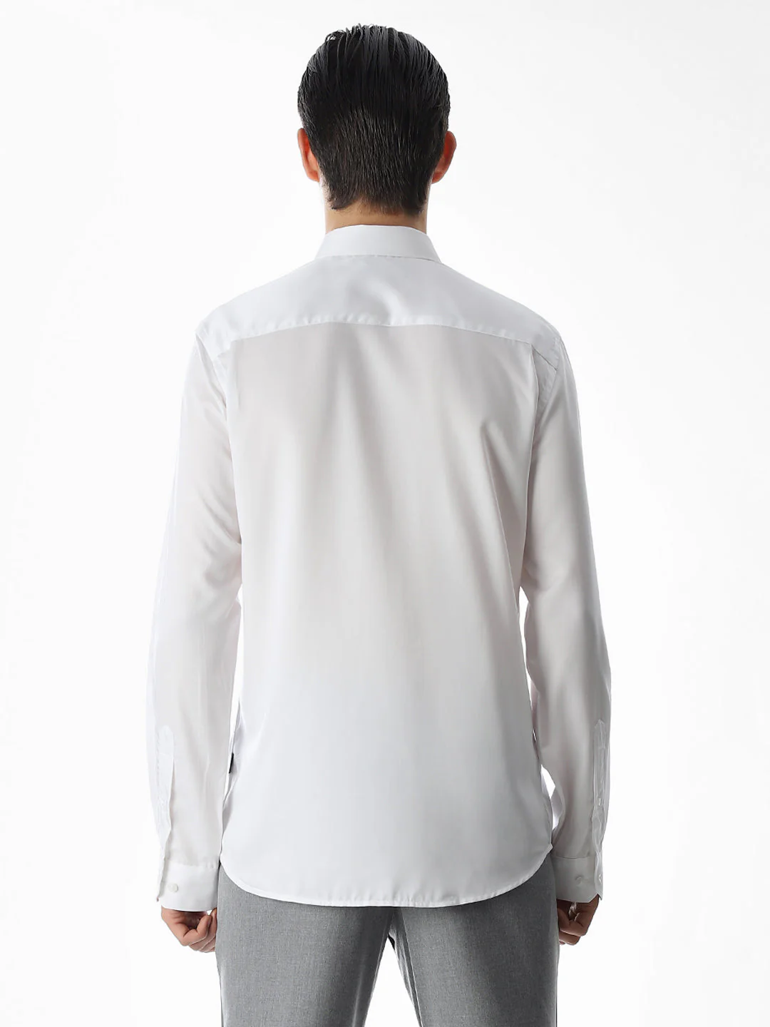 White Tencel Slim Fit Formal Shirt - Image 9