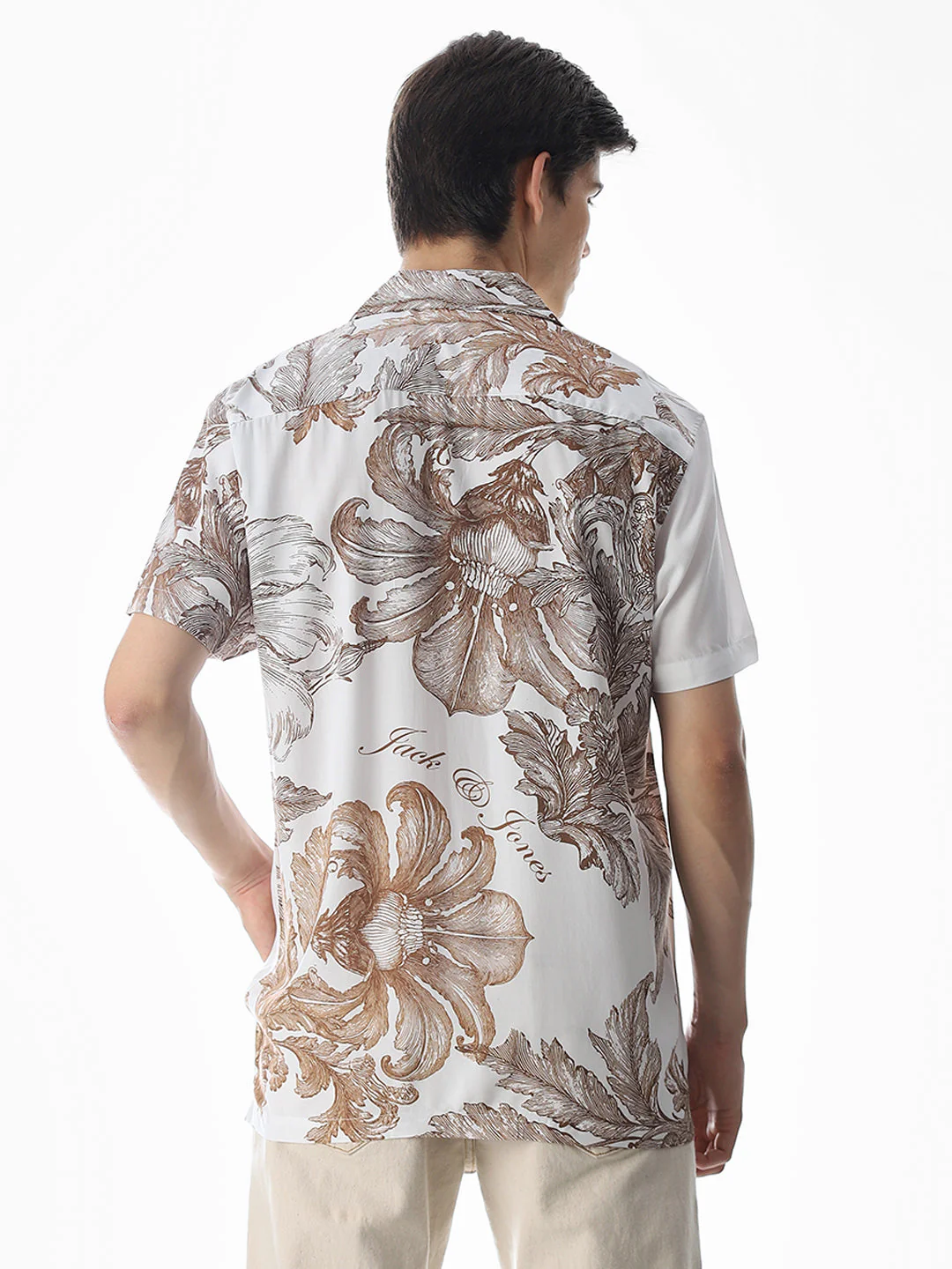 White Floral Comfort Fit Shirt - Image 4