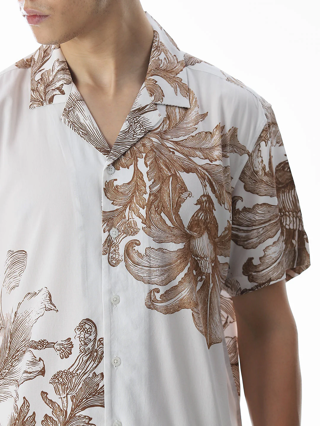 White Floral Comfort Fit Shirt - Image 5