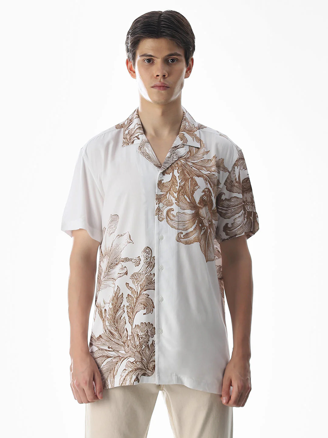 White Floral Comfort Fit Shirt - Image 8