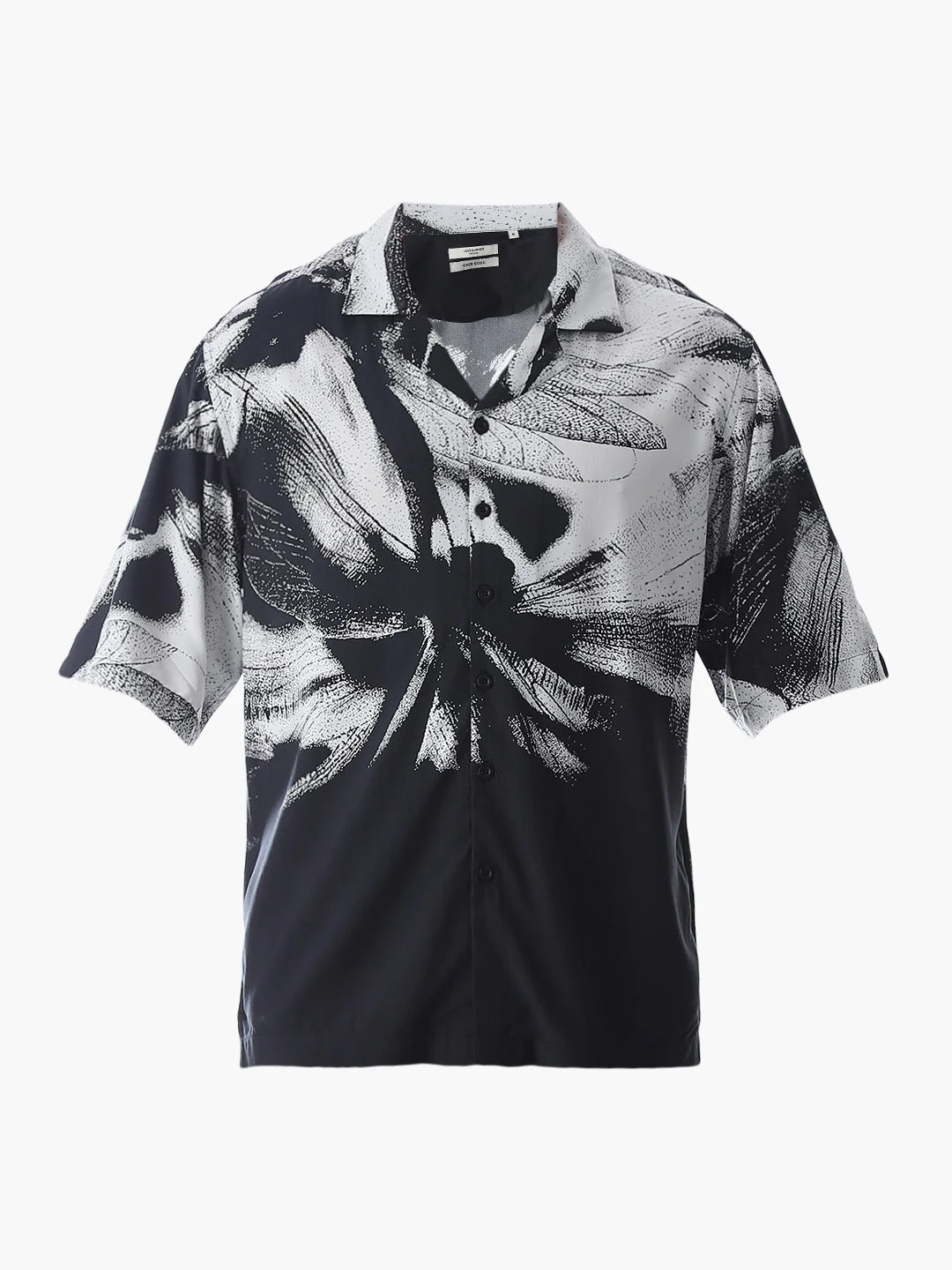 Black Abstract Print Viscose Shirt - Image 7