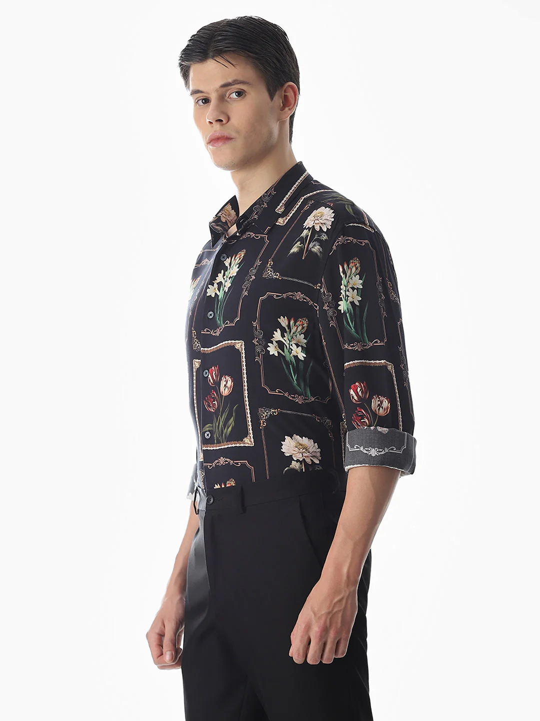Black Printed Viscose Shirt - Image 3