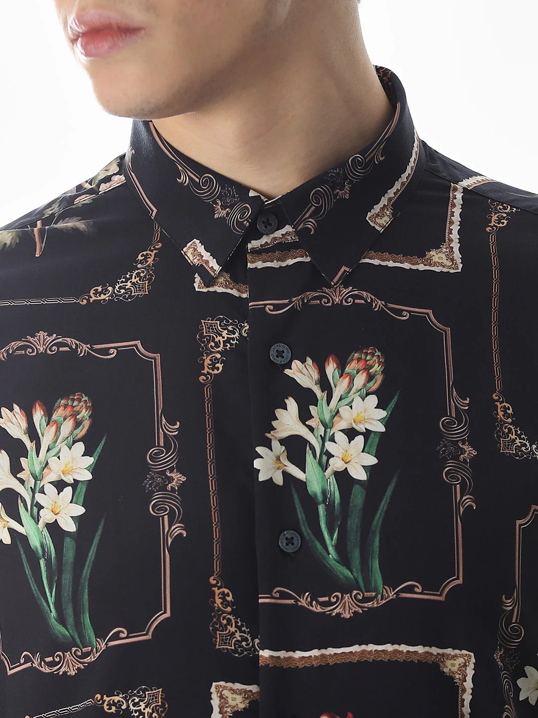 Black Printed Viscose Shirt - Image 5