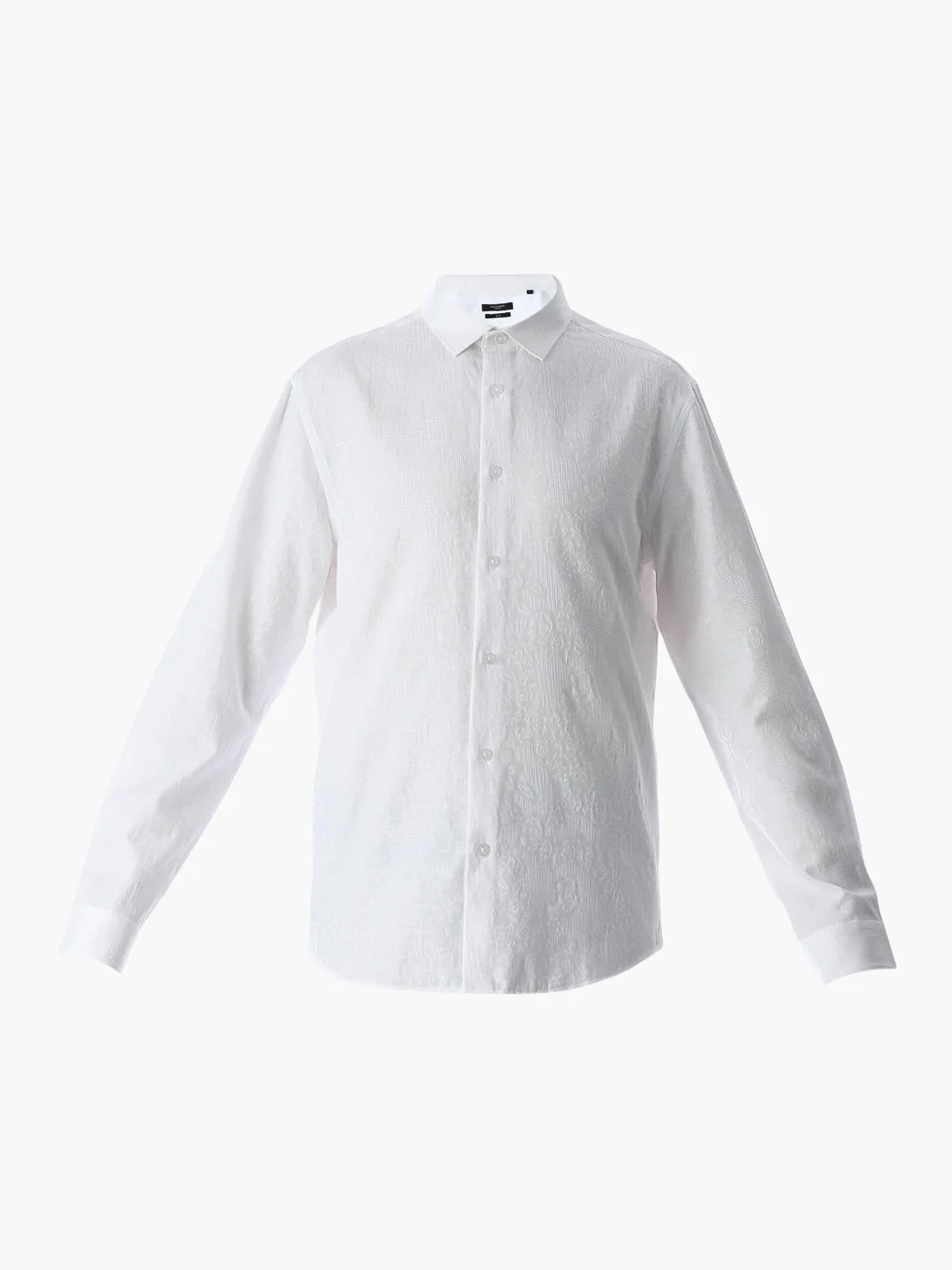 White Dobby Printed Shirt - Image 7