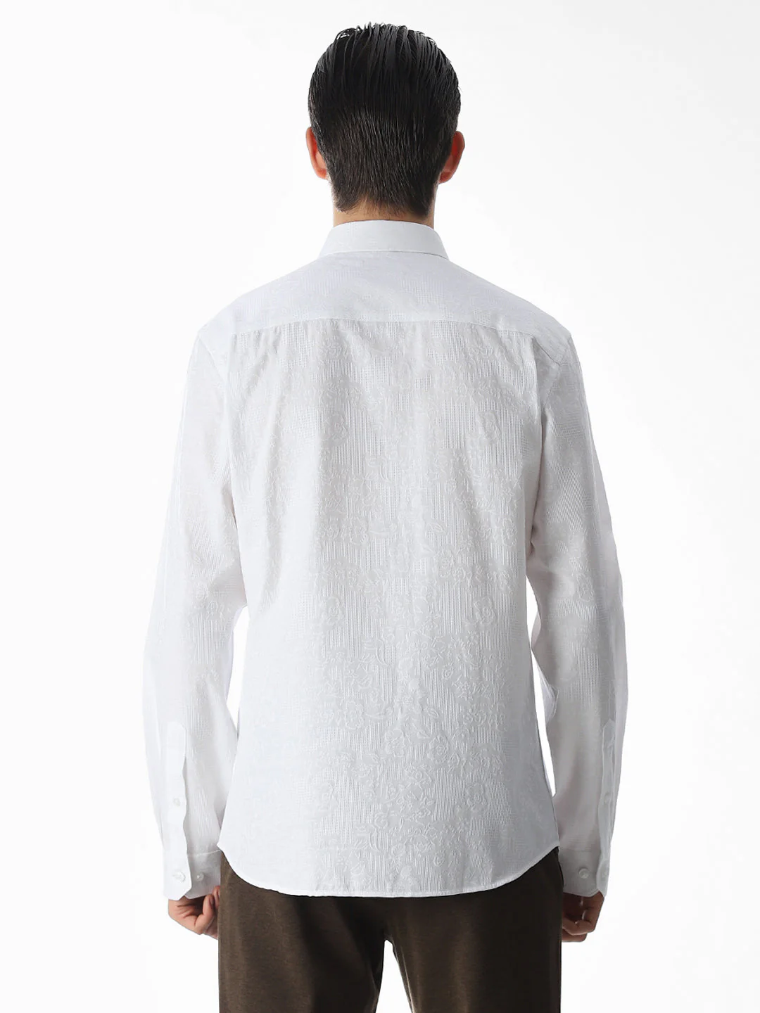 White Dobby Printed Shirt - Image 9