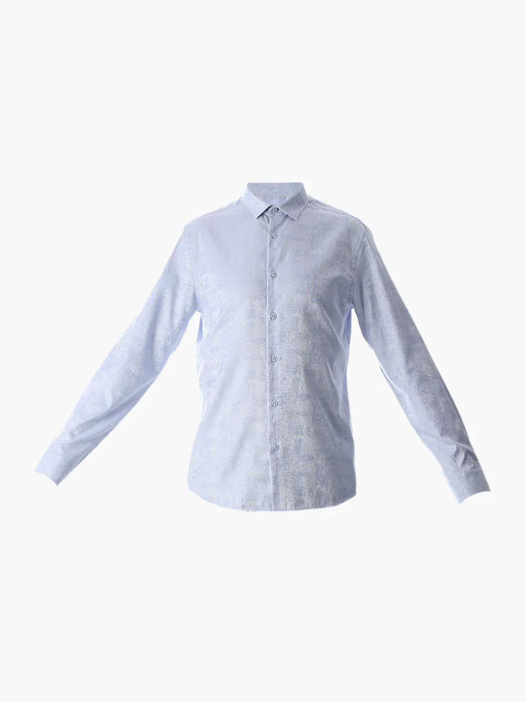 Light Blue Printed Dobby Shirt - Image 7
