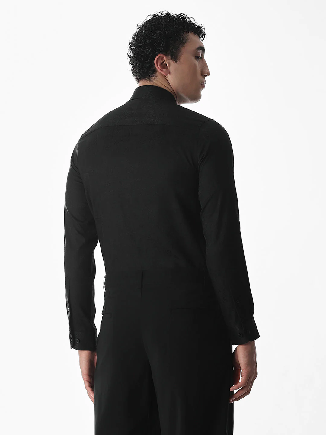 Black Printed Dobby Shirt - Image 4