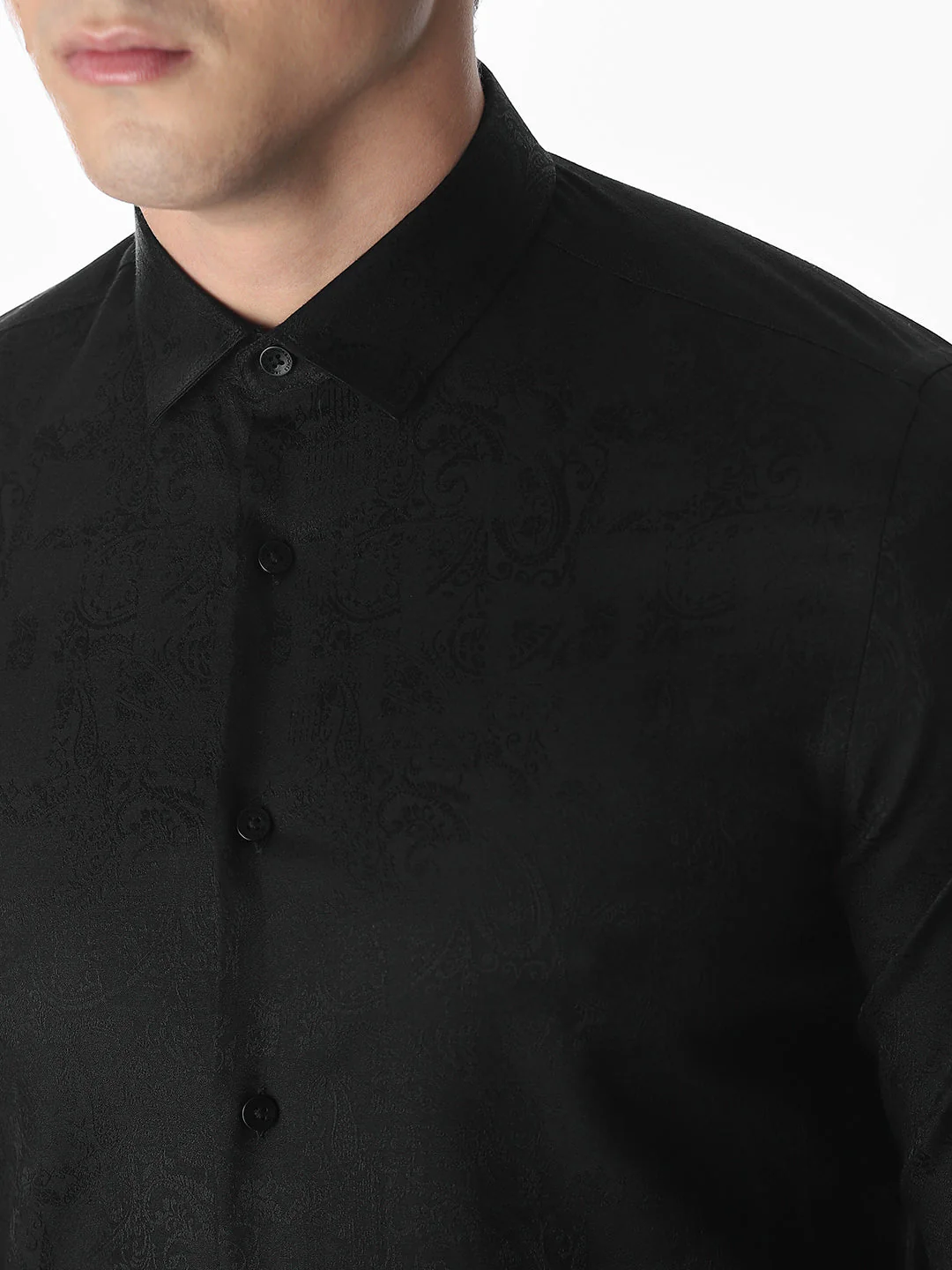 Black Printed Dobby Shirt - Image 5
