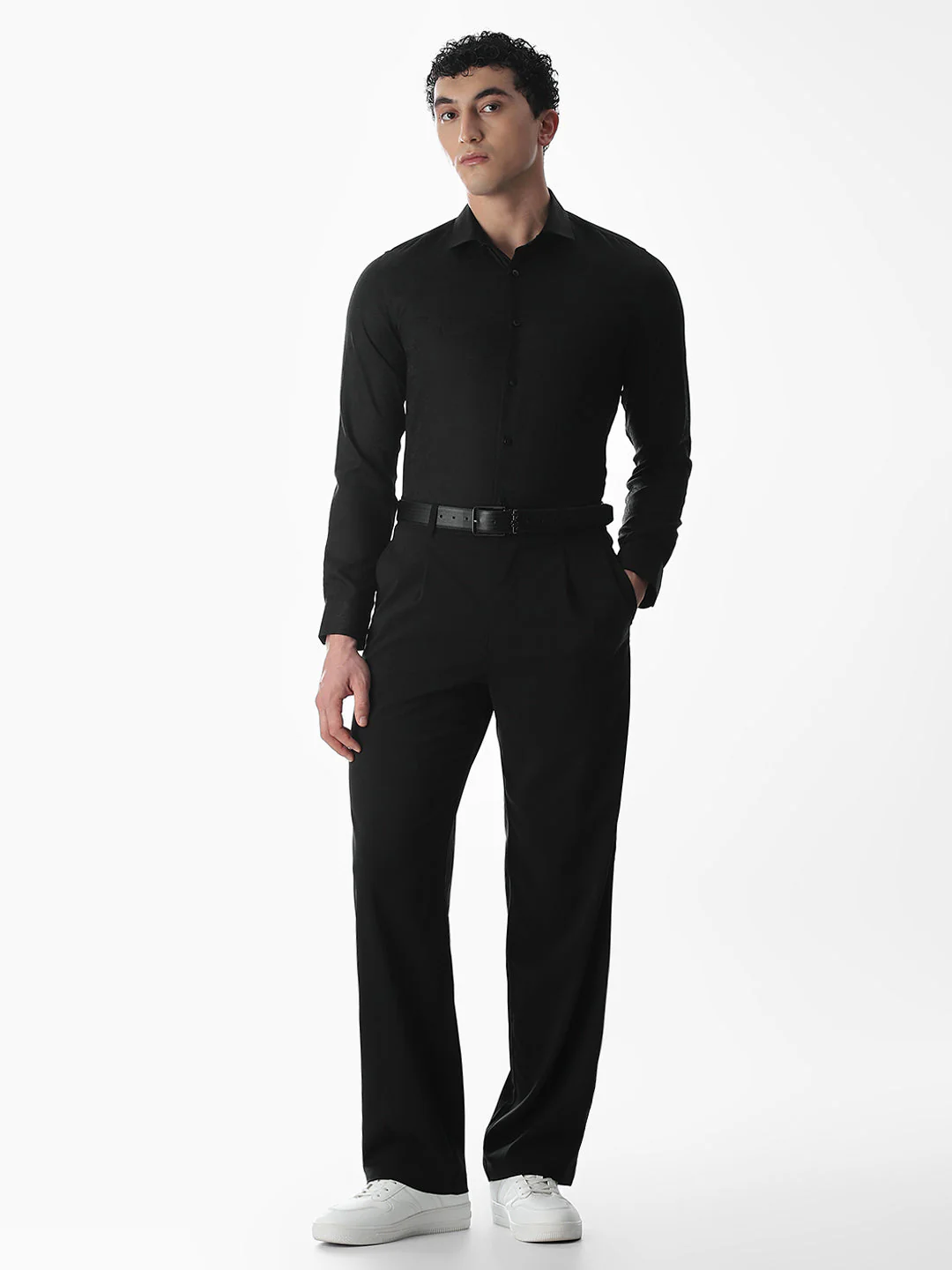 Black Printed Dobby Shirt - Image 6