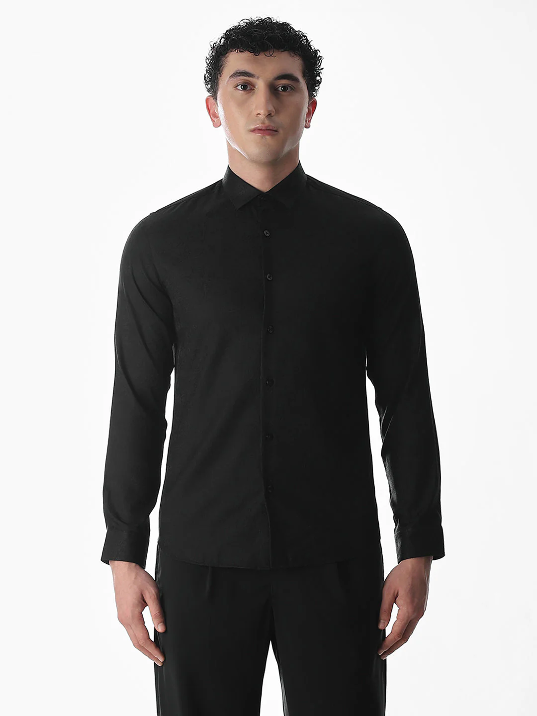 Black Printed Dobby Shirt - Image 8