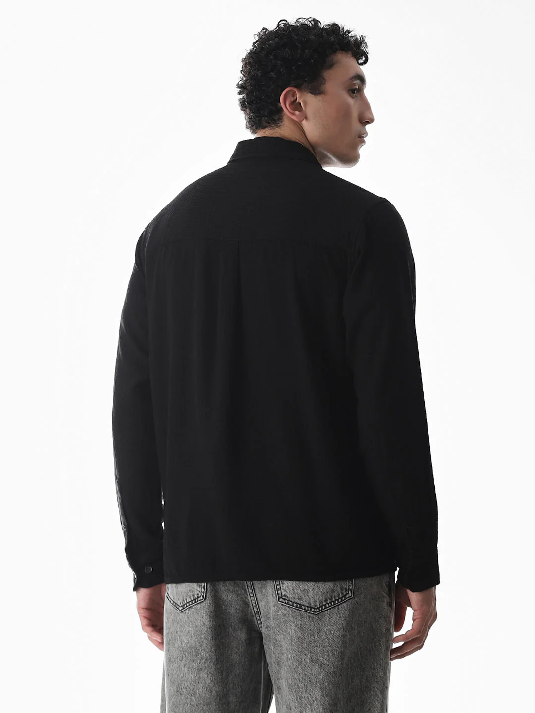 Black Jacquard Oversized Shirt - Image 4