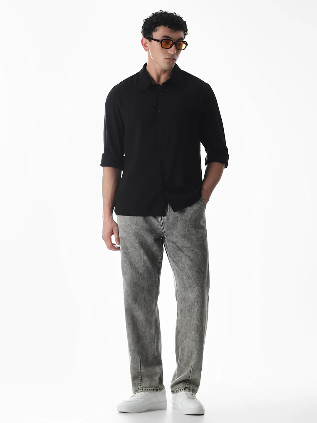 Black Jacquard Oversized Shirt - Image 6
