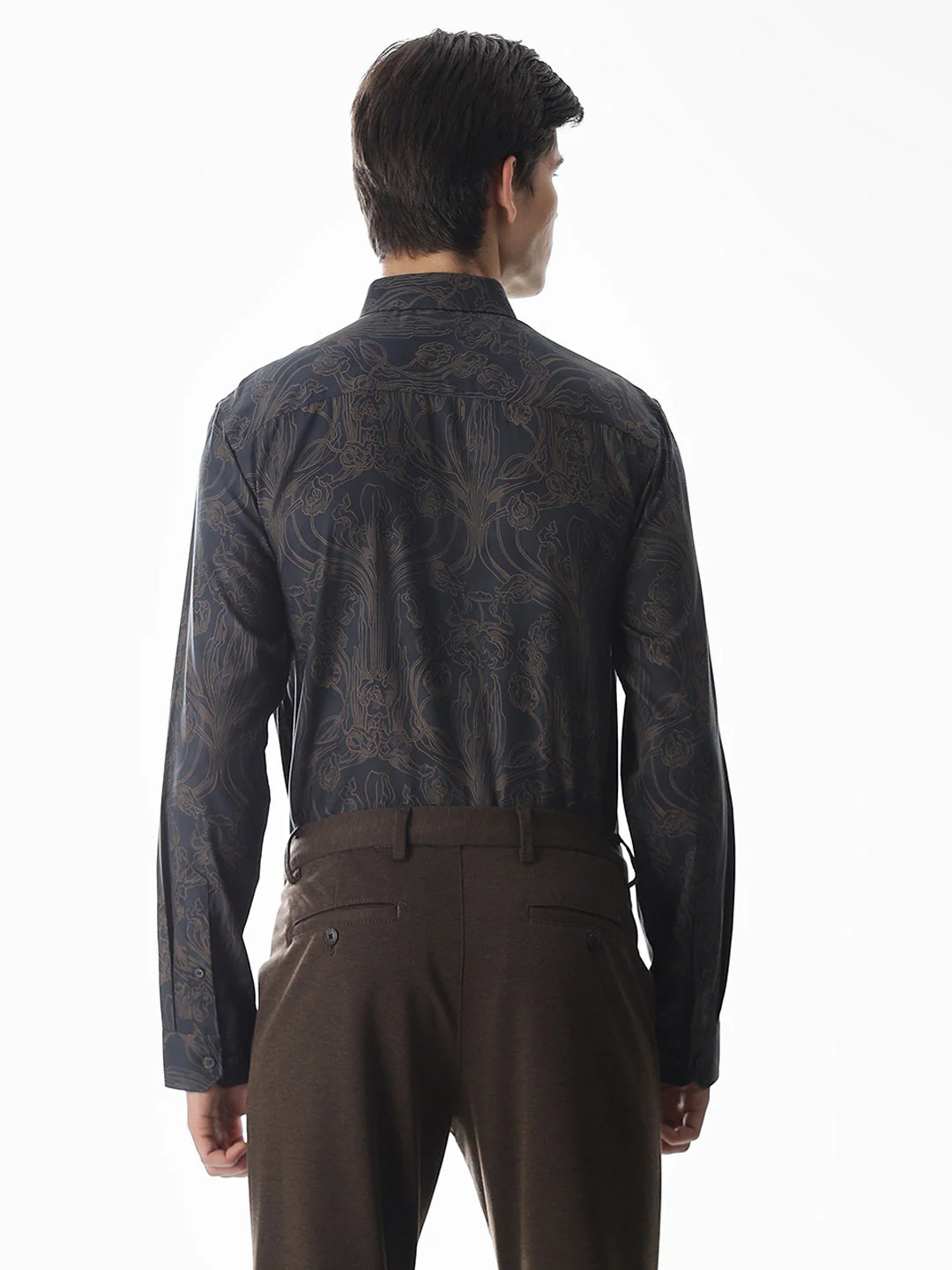 Dark Brown Printed Shirt - Image 4