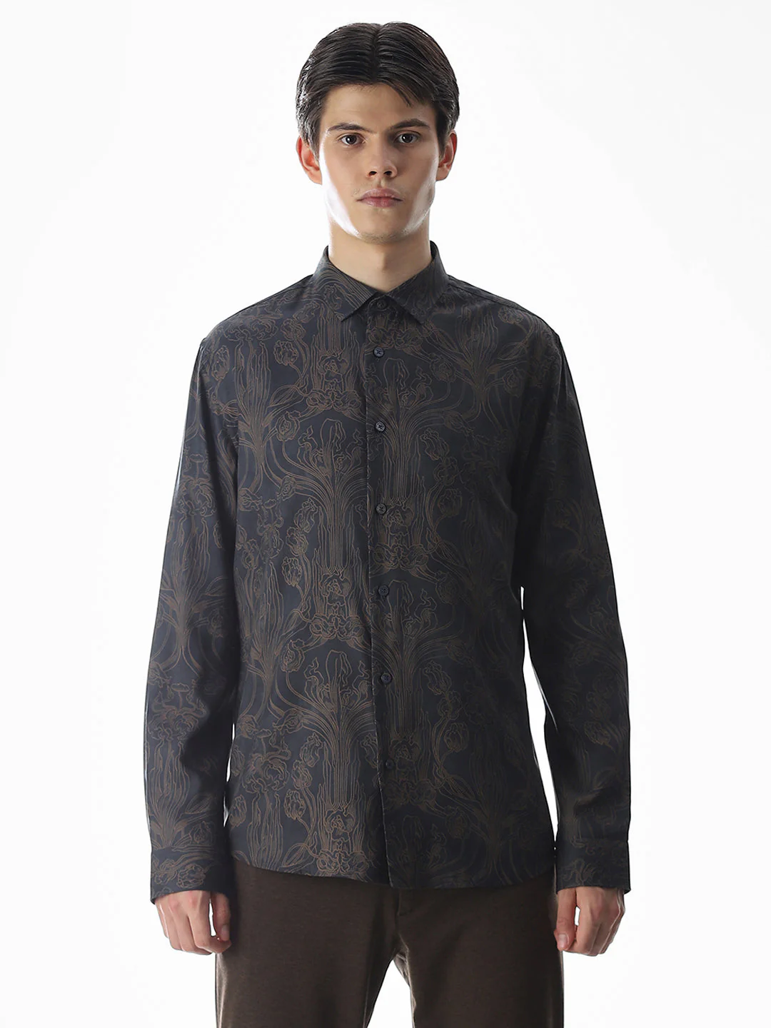 Dark Brown Printed Shirt - Image 8