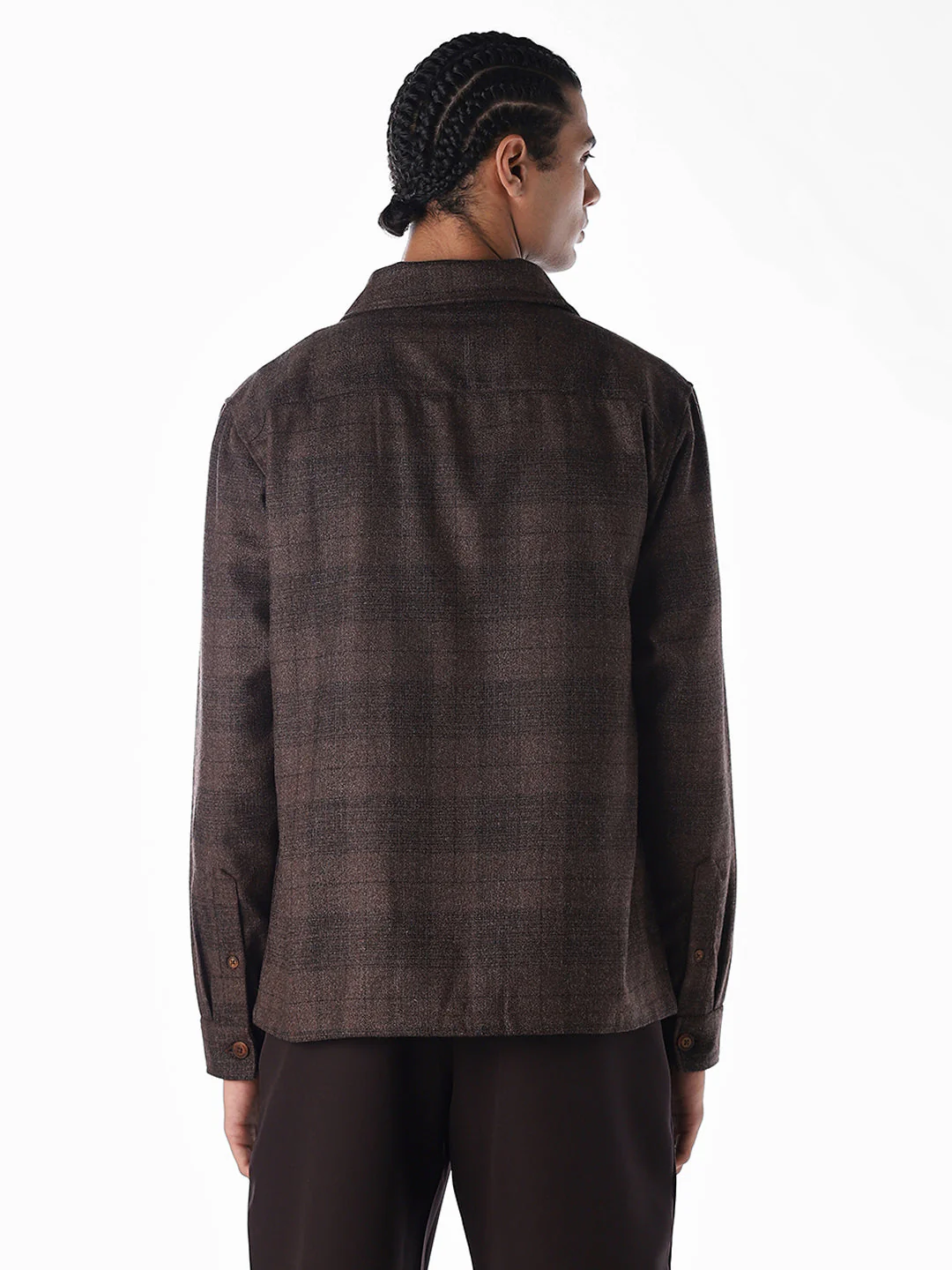 Check Zip-Through Oversized Shirt - Image 4