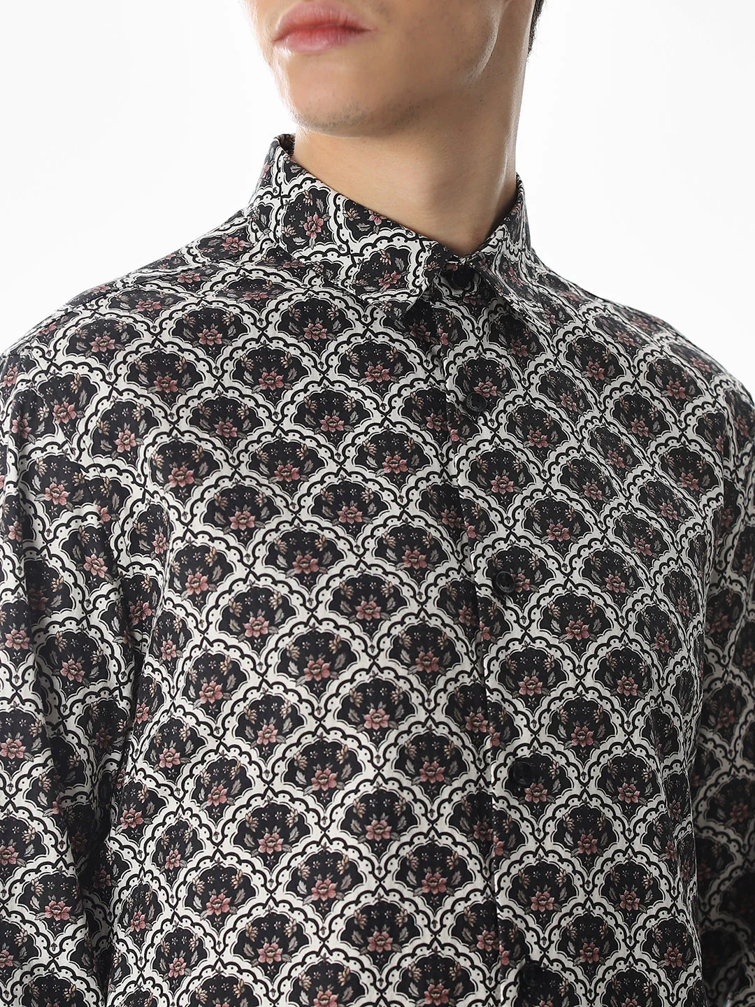 Black Printed Cotton Shirt - Image 5