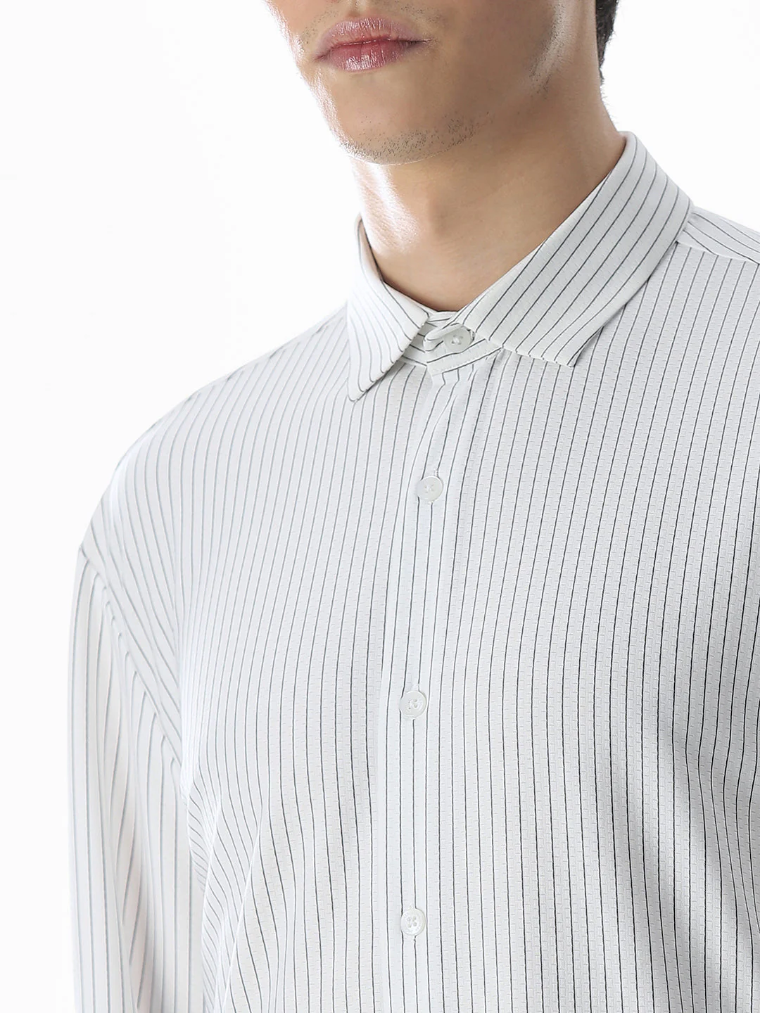White Striped Knitted Shirt - Image 5