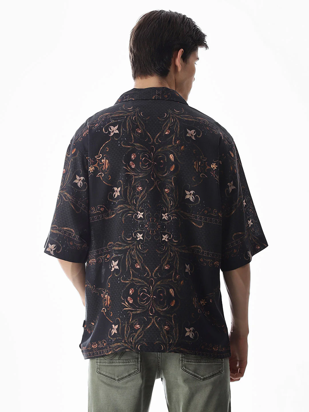 Black Printed Oversized Shirt - Image 4