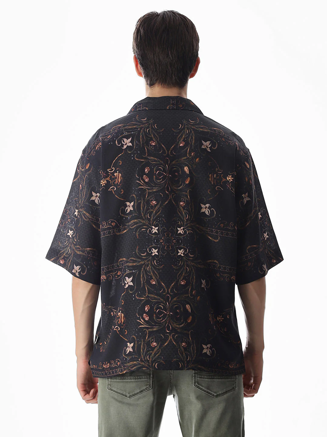 Black Printed Oversized Shirt - Image 9