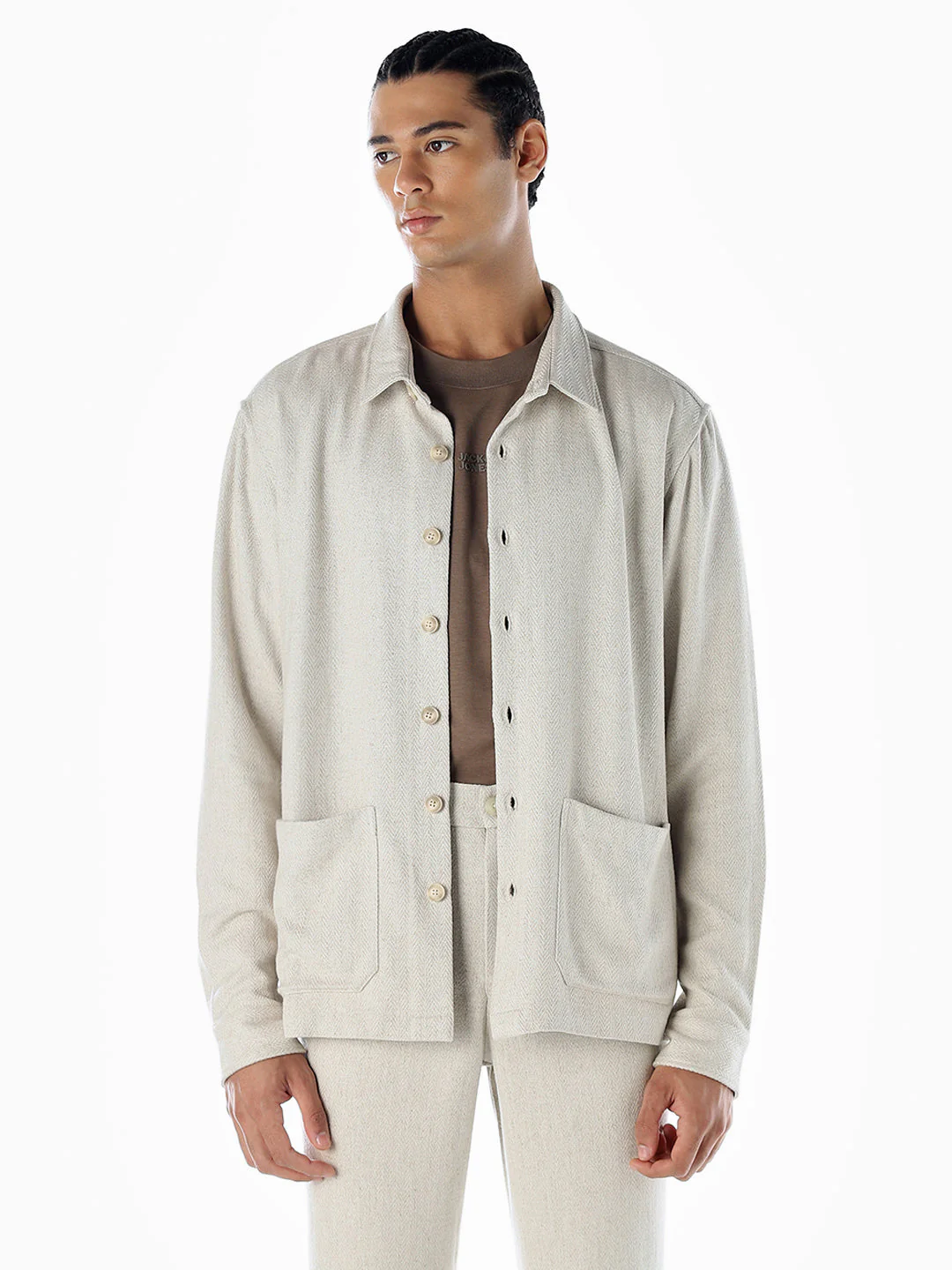Beige Linen Blend Oversized Shirt - Image 2