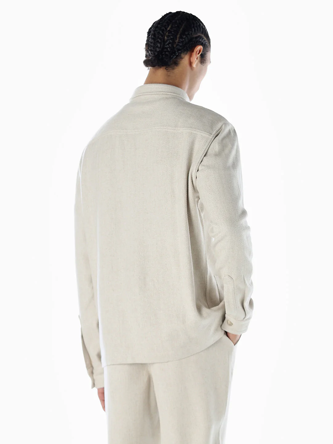 Beige Linen Blend Oversized Shirt - Image 4