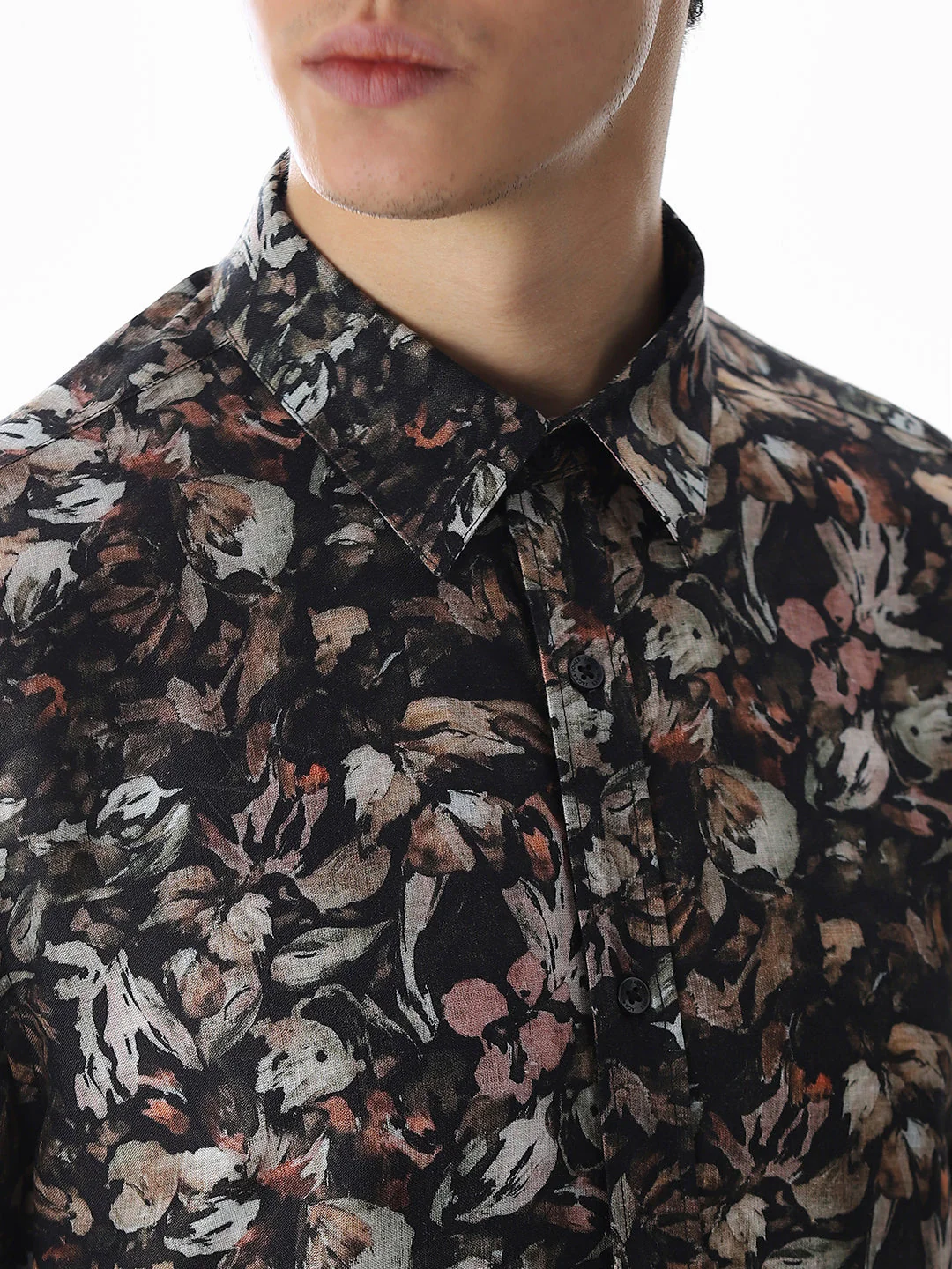 Olive Green Floral Slim Fit Shirt - Image 5